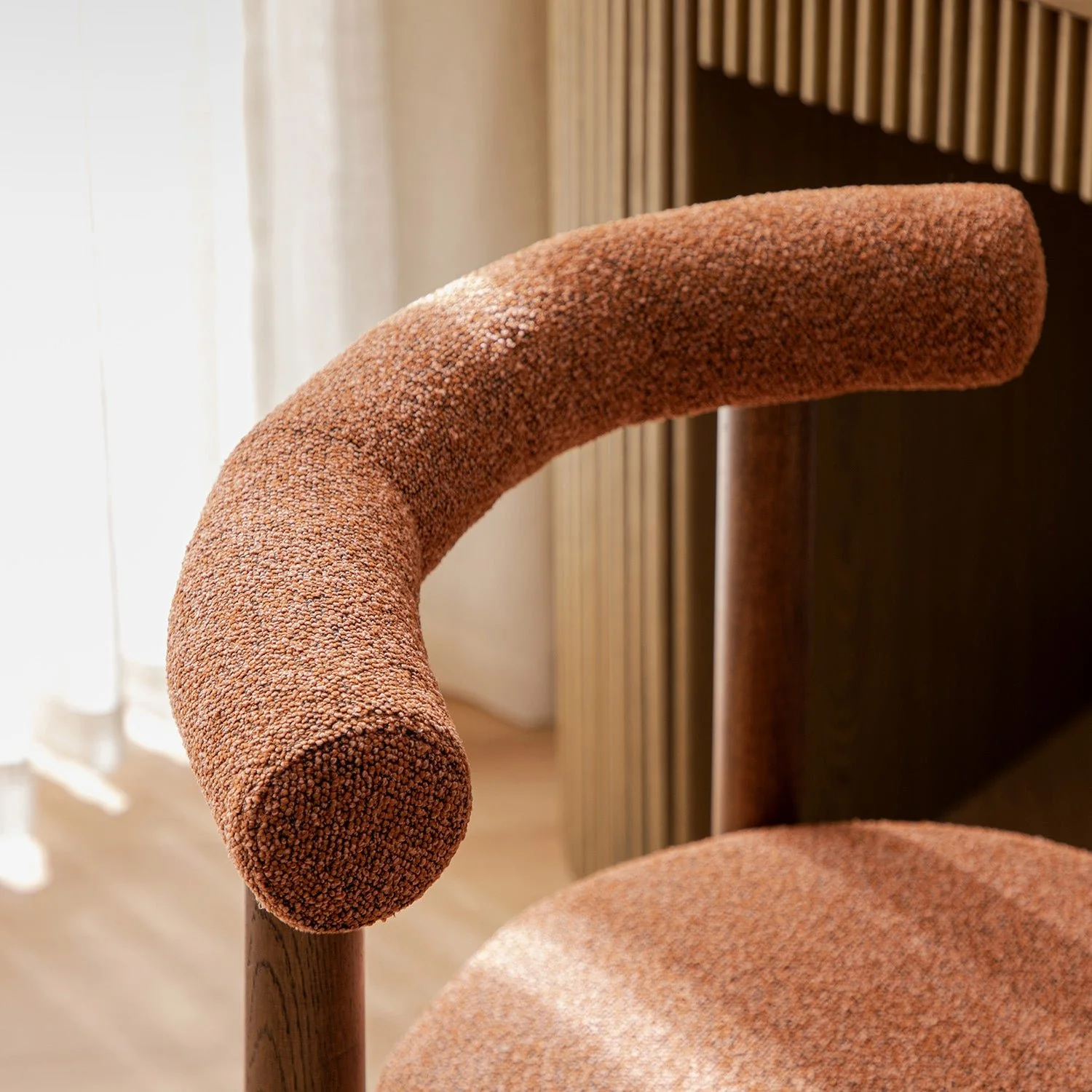 Demeter Dining Chair, Brick Boucle | Dark Walnut Frame - Image 5