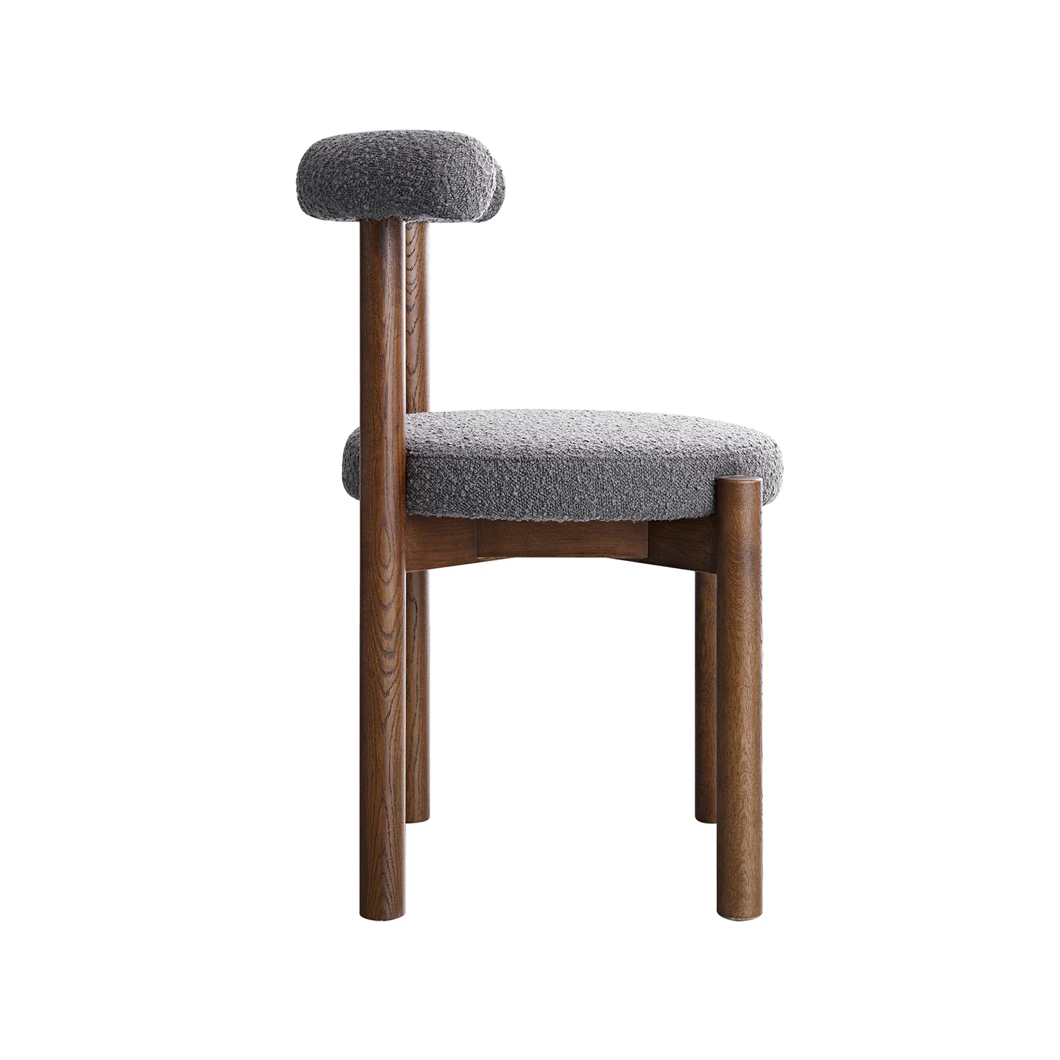 Demeter Dining Chair, Charcoal Boucle | Dark Walnut Frame - Image 10