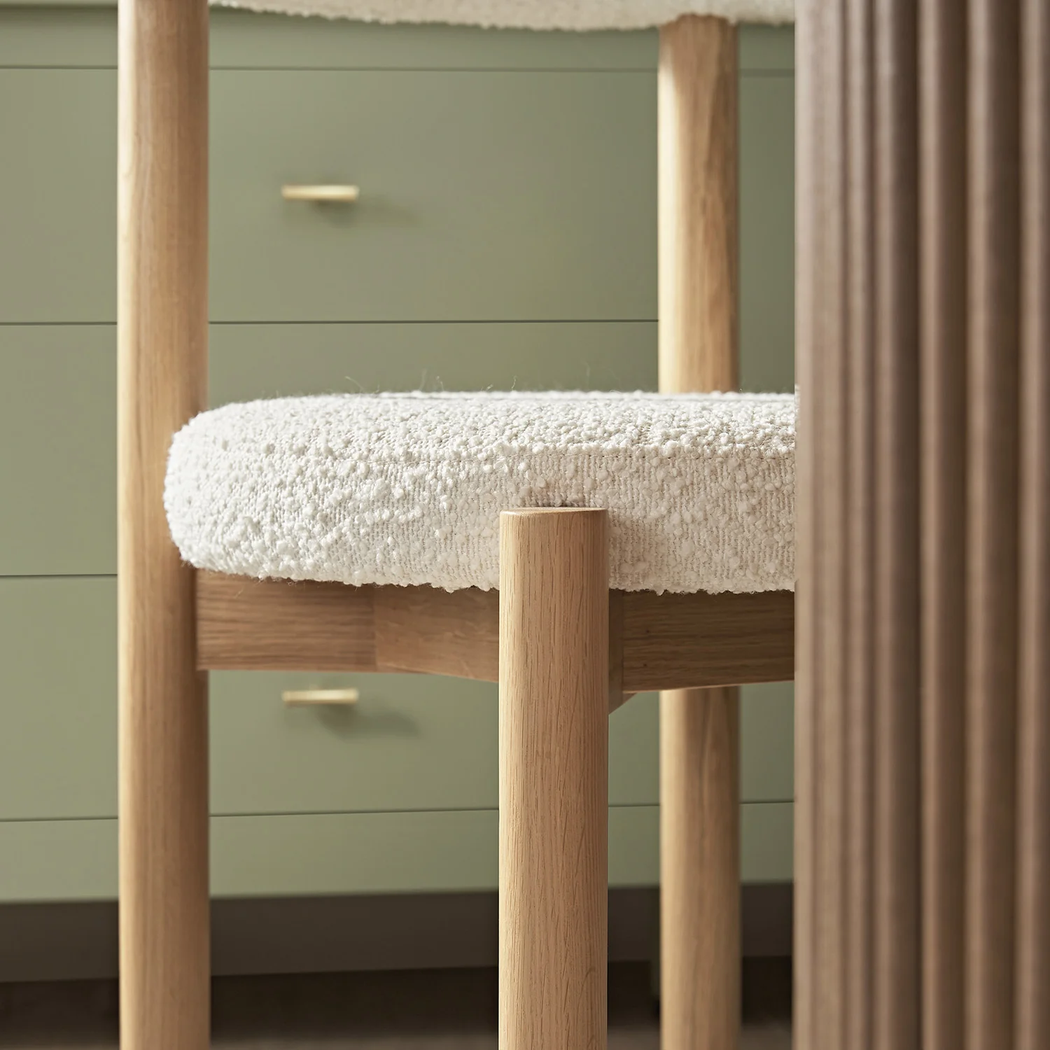 Demeter Dining Chair, Ecru Boucle | Natural Oak Frame - Image 4