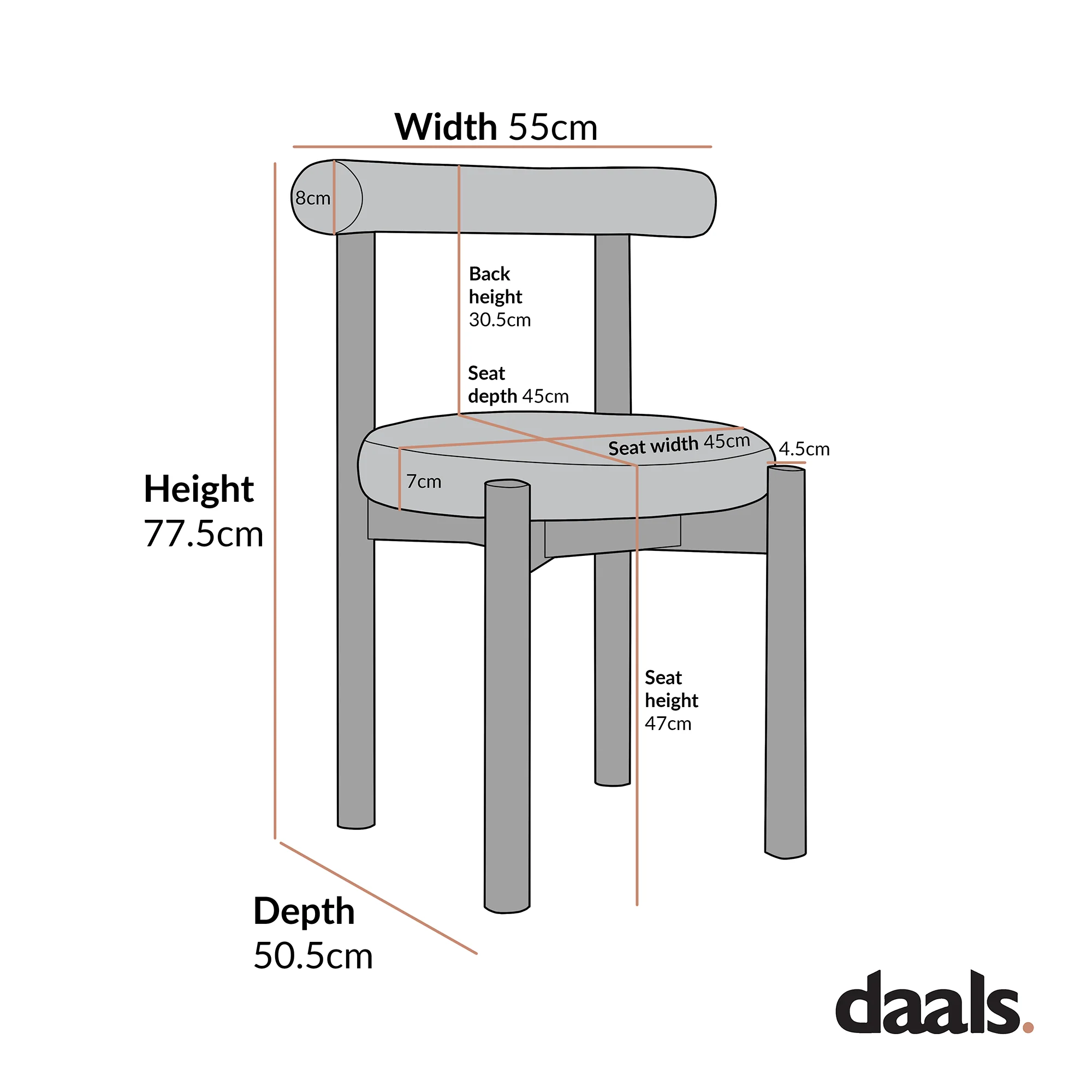 Demeter Dining Chair, Ecru Boucle | Natural Oak Frame - Image 7