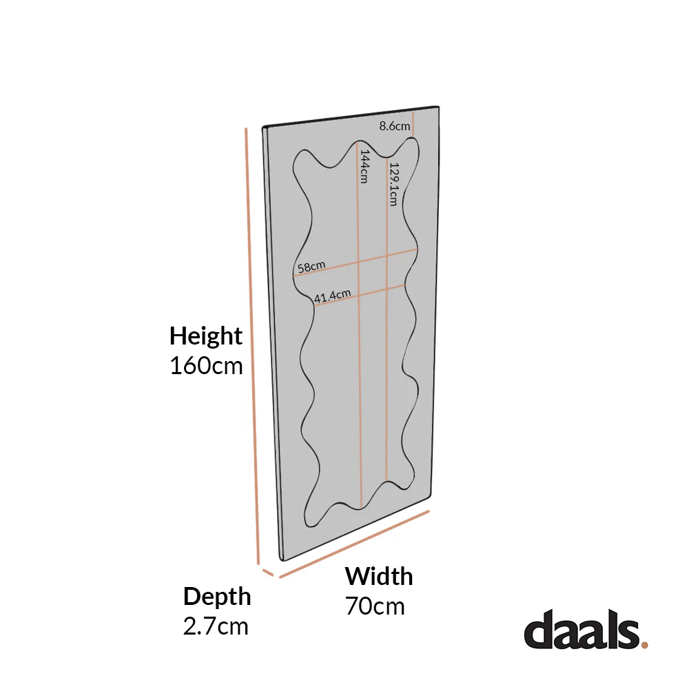 Destin Wave Mirror 160 x 70 cm, Taupe Gloss - Image 7