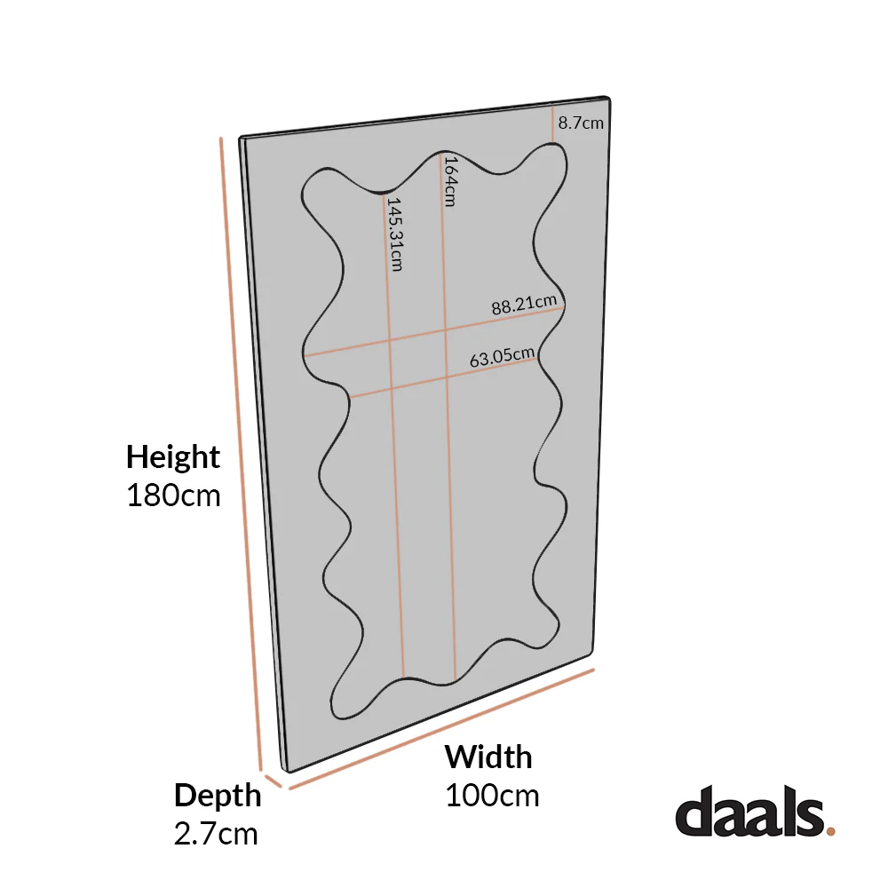 Destin Wave Mirror 180 x 100 cm, Taupe Gloss - Image 5