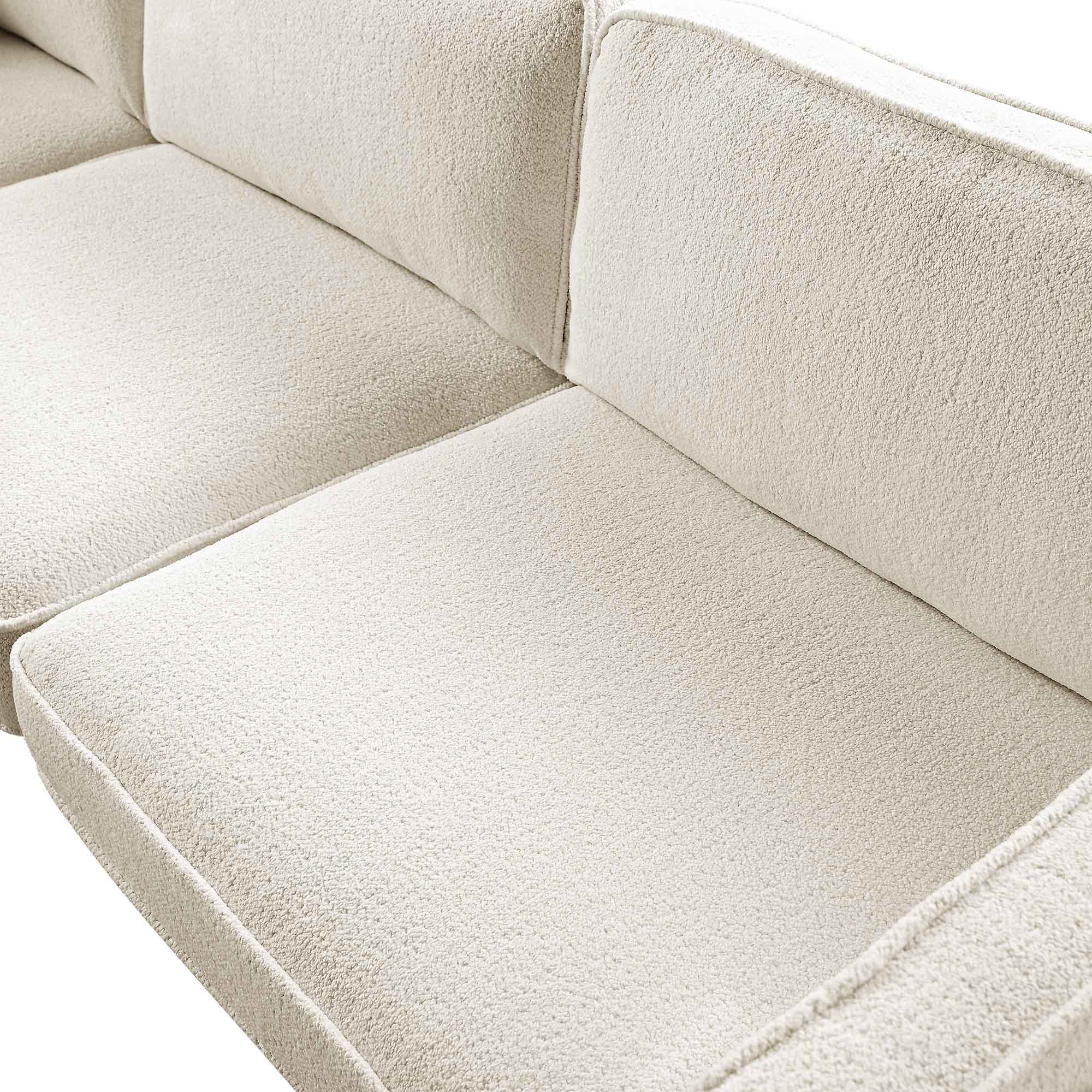 Dipley Beige Boucle Fabric Grande Corner Sofa - Image 13