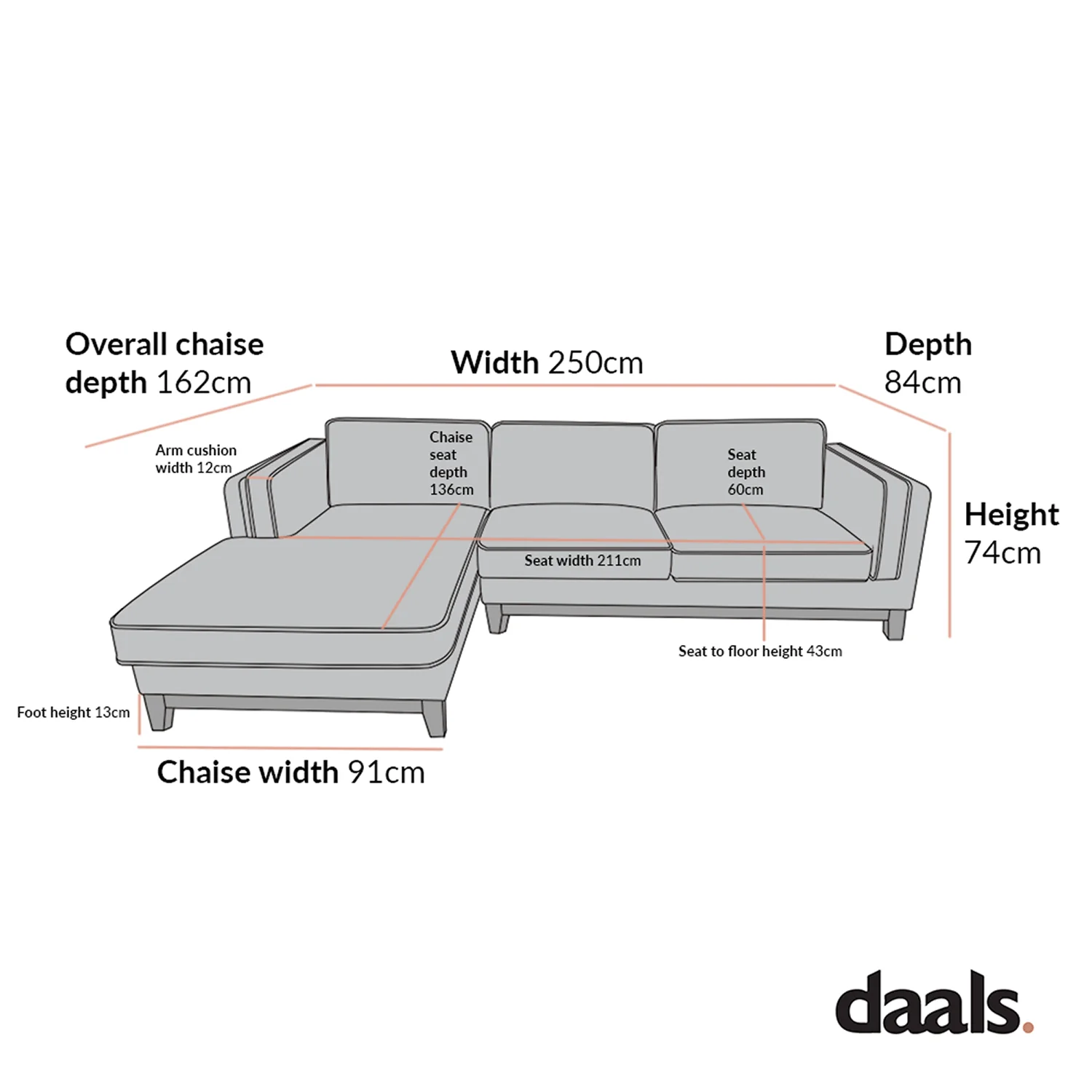 Dipley Beige Boucle Fabric Sofa, Grande Chaise Sofa Left Hand Facing - Image 7