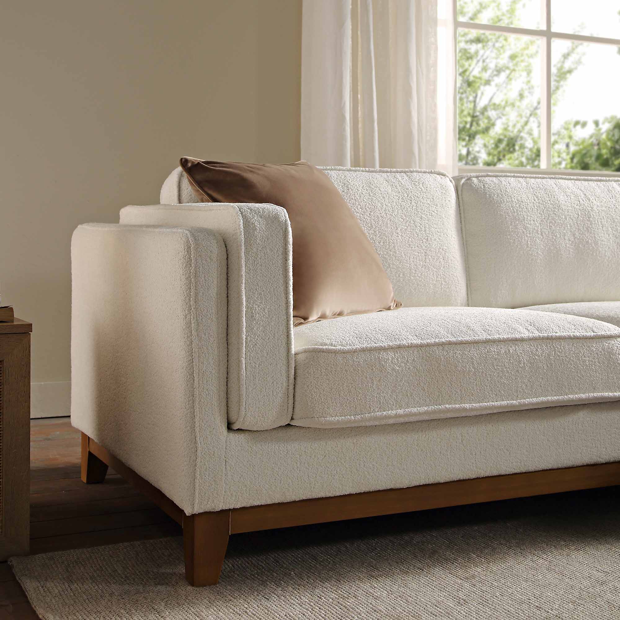 Dipley Beige Boucle Fabric Sofa, Grande Chaise Sofa Right Hand Facing - Image 4