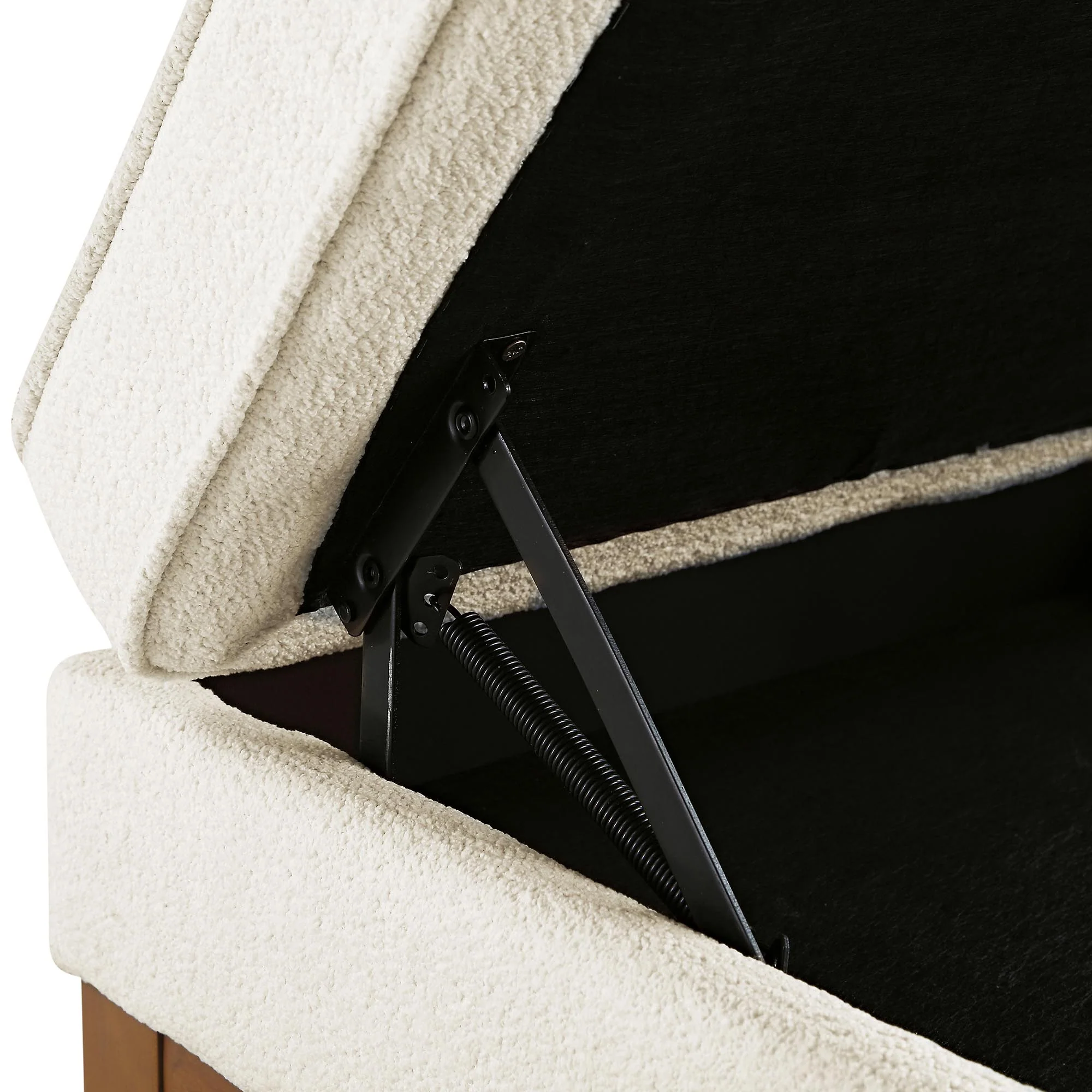 Dipley Beige Boucle Fabric Storage Footstool - Image 12
