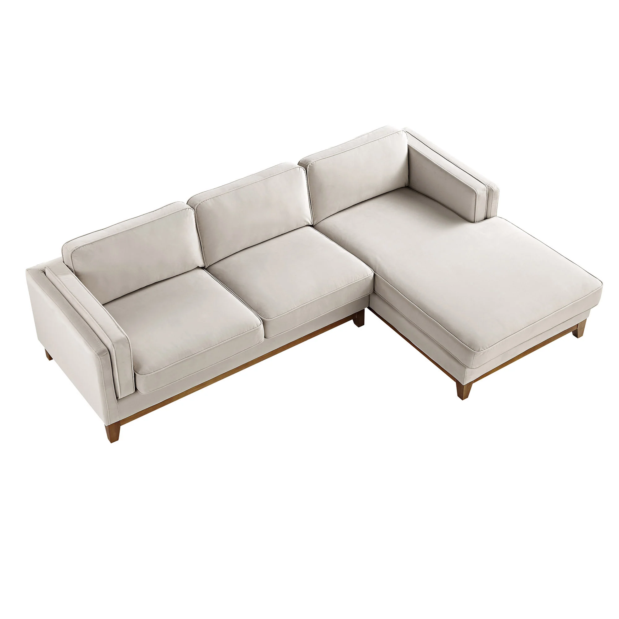 Dipley Champagne Velvet Sofa, Grande Chaise Sofa Right Hand Facing - Image 8