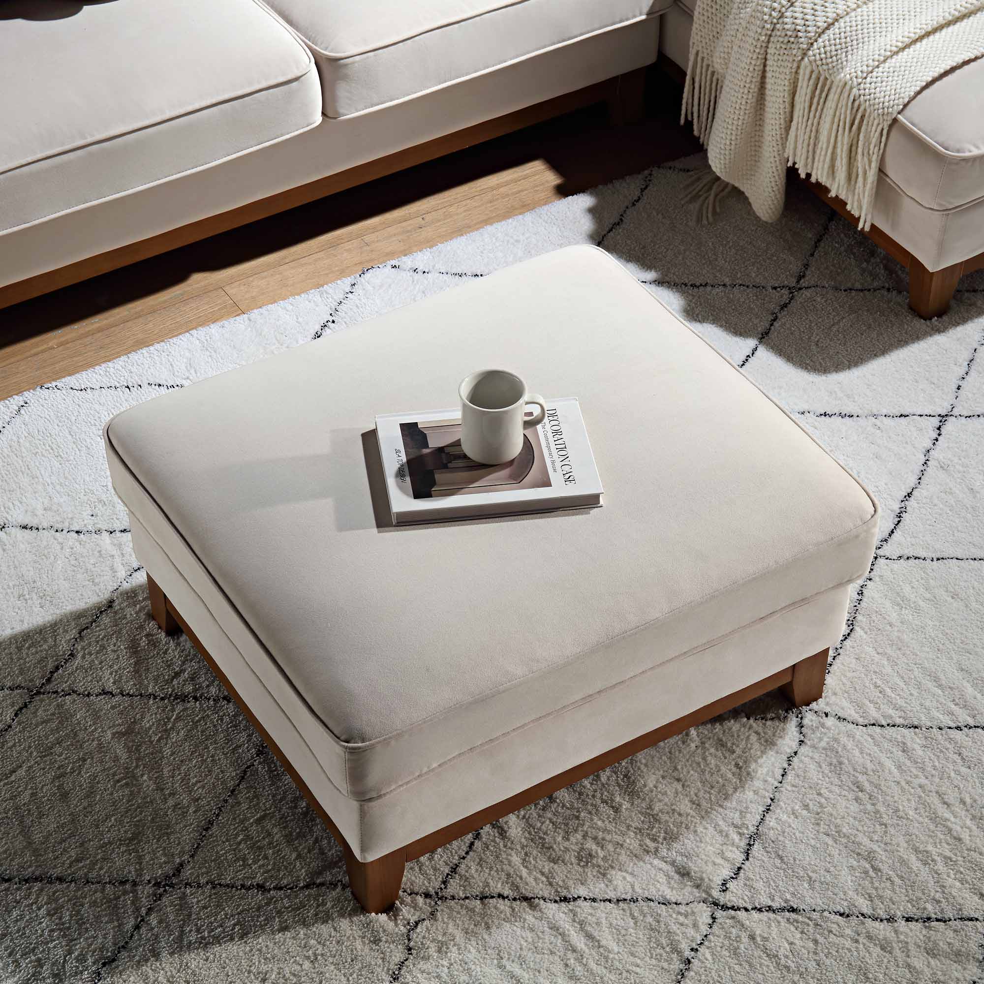 Dipley Champagne Velvet Storage Footstool - Image 4