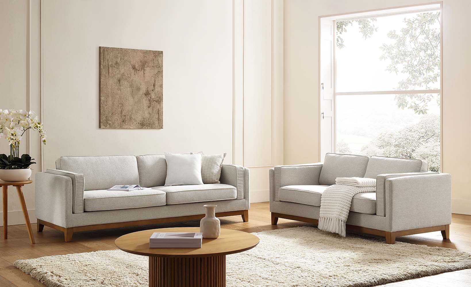Dipley Oatmeal Fabric Sofa, 2-Seater - Image 3