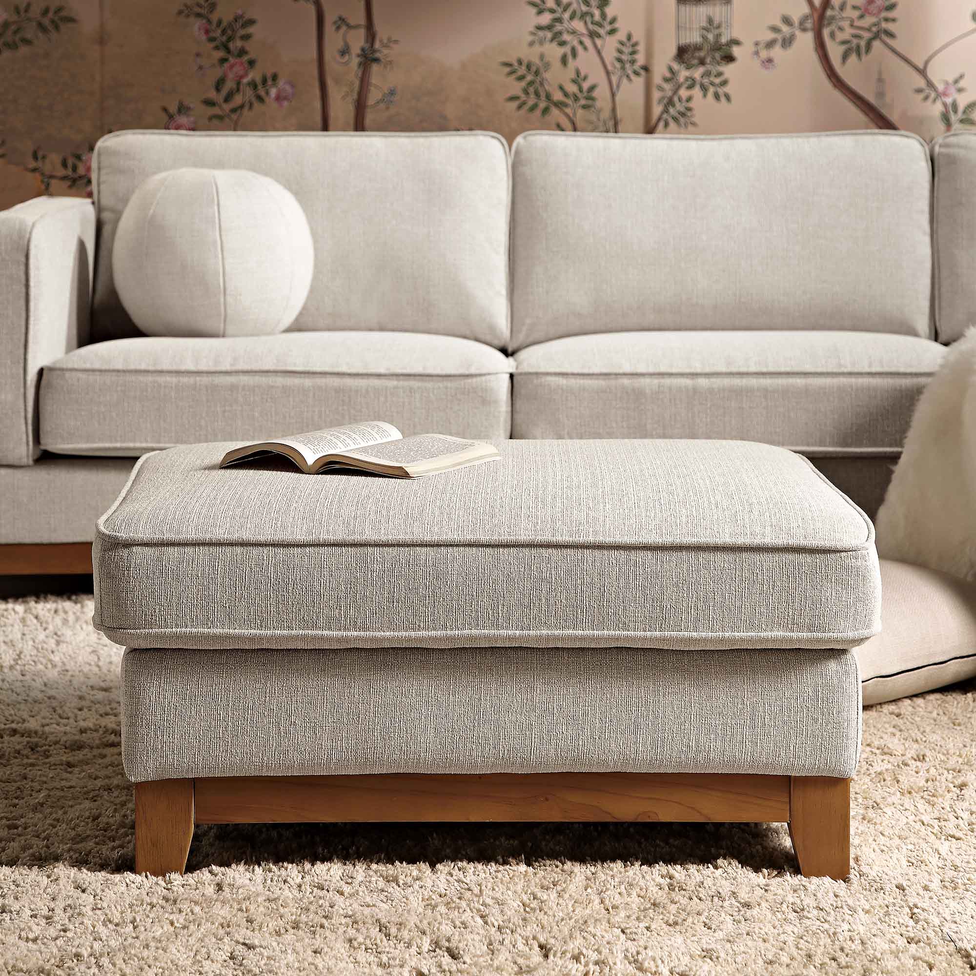 Dipley Oatmeal Fabric Storage Footstool - Image 2