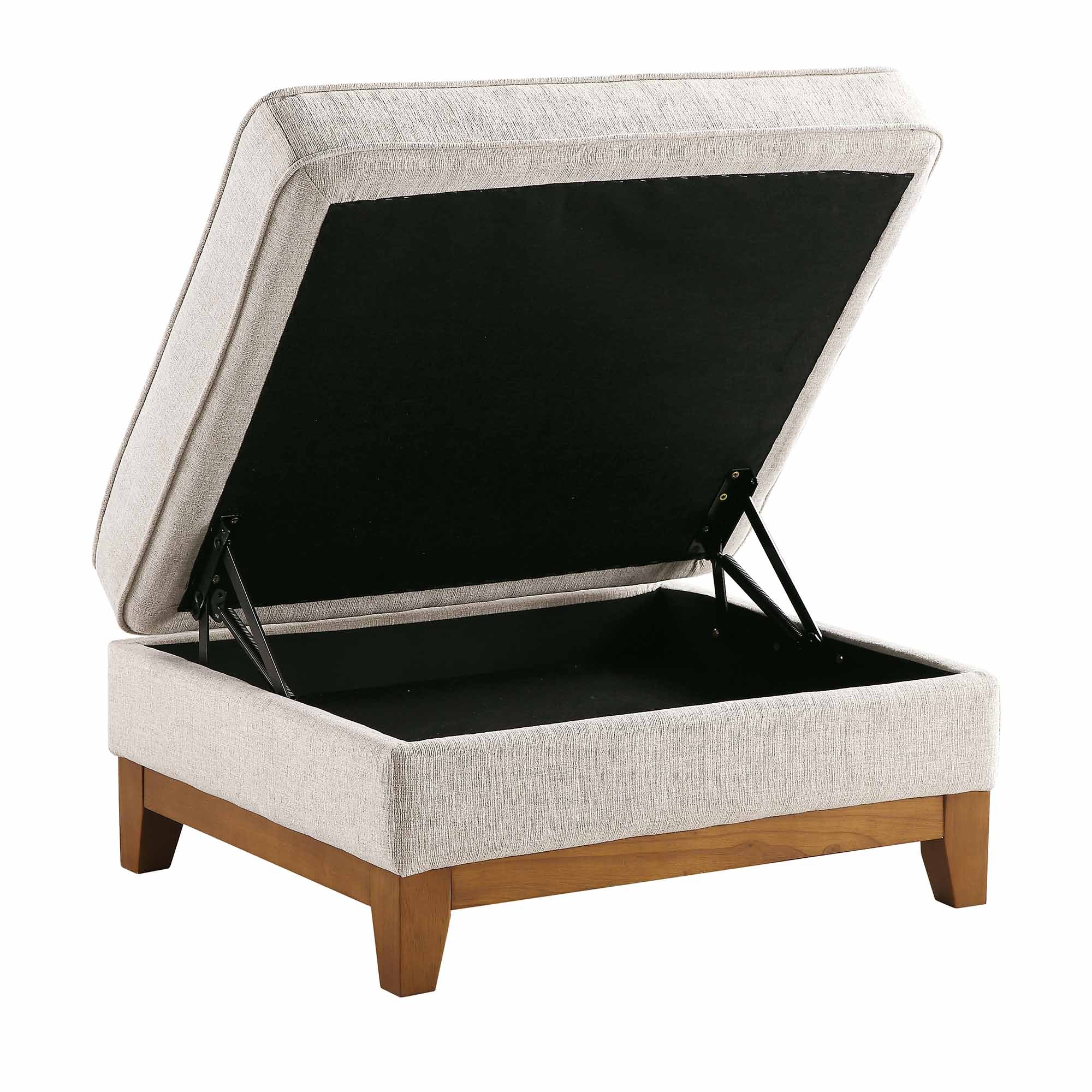 Dipley Oatmeal Fabric Storage Footstool - Image 9