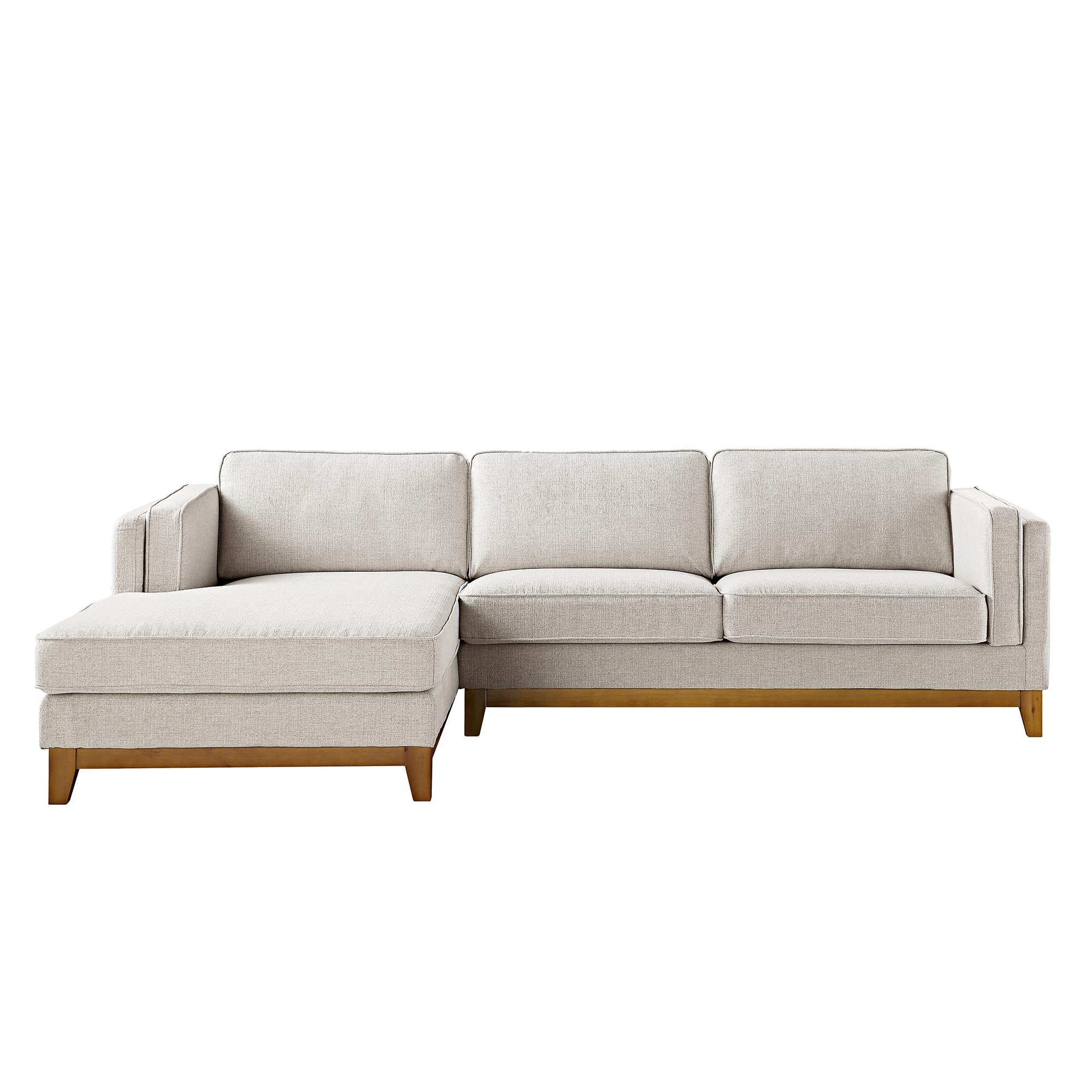 Dipley Oatmeal Woven Fabric Sofa, Grande Chaise Sofa Left Hand Facing - Image 3