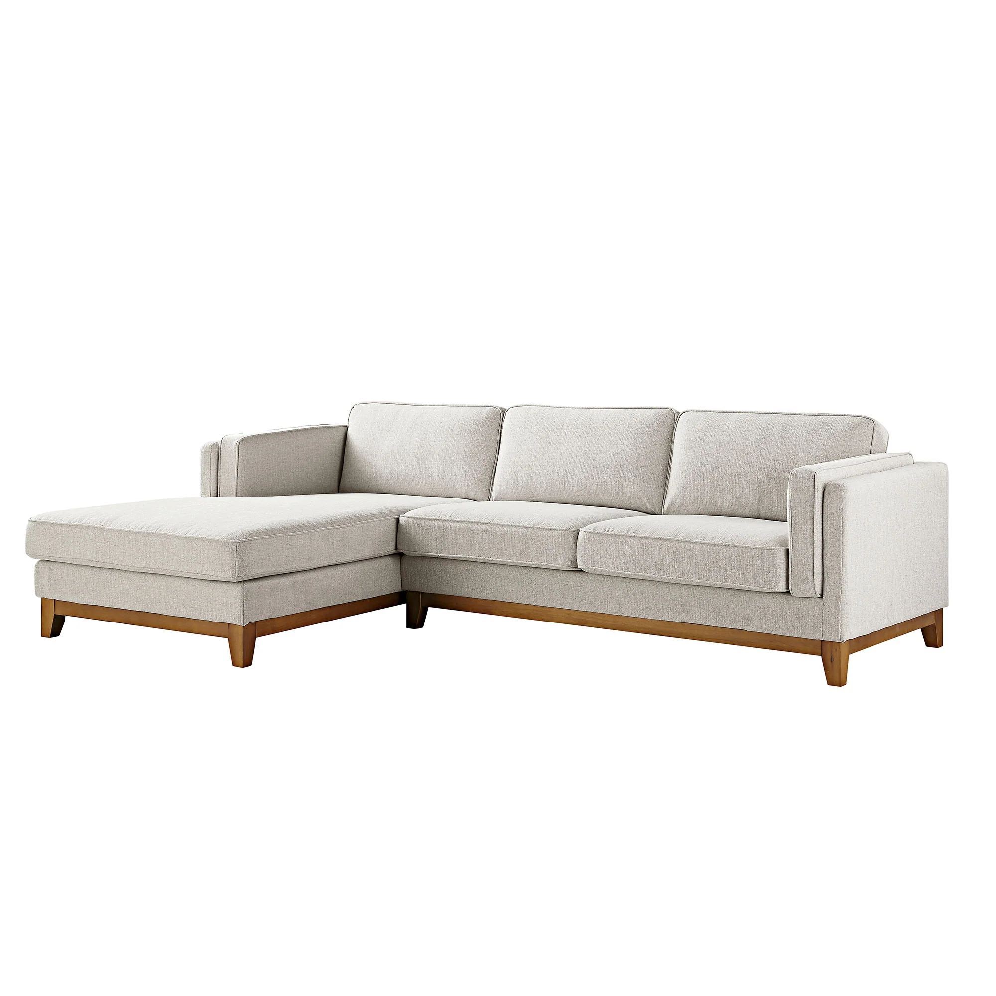 Dipley Oatmeal Woven Fabric Sofa, Grande Chaise Sofa Left Hand Facing - Image 4