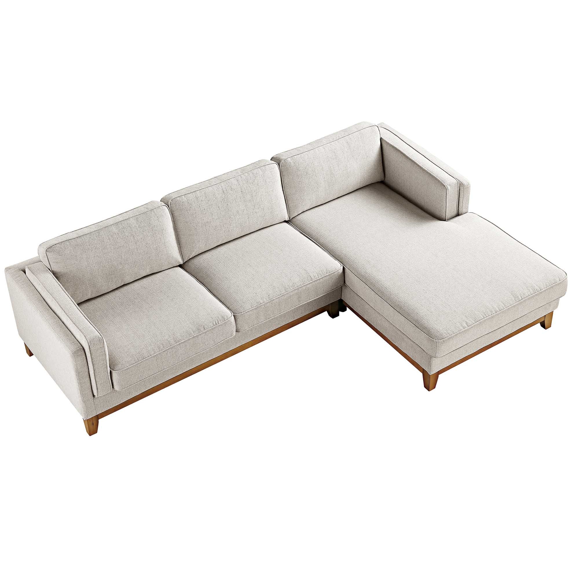 Dipley Oatmeal Woven Fabric Sofa, Grande Chaise Sofa Right Hand Facing - Image 6