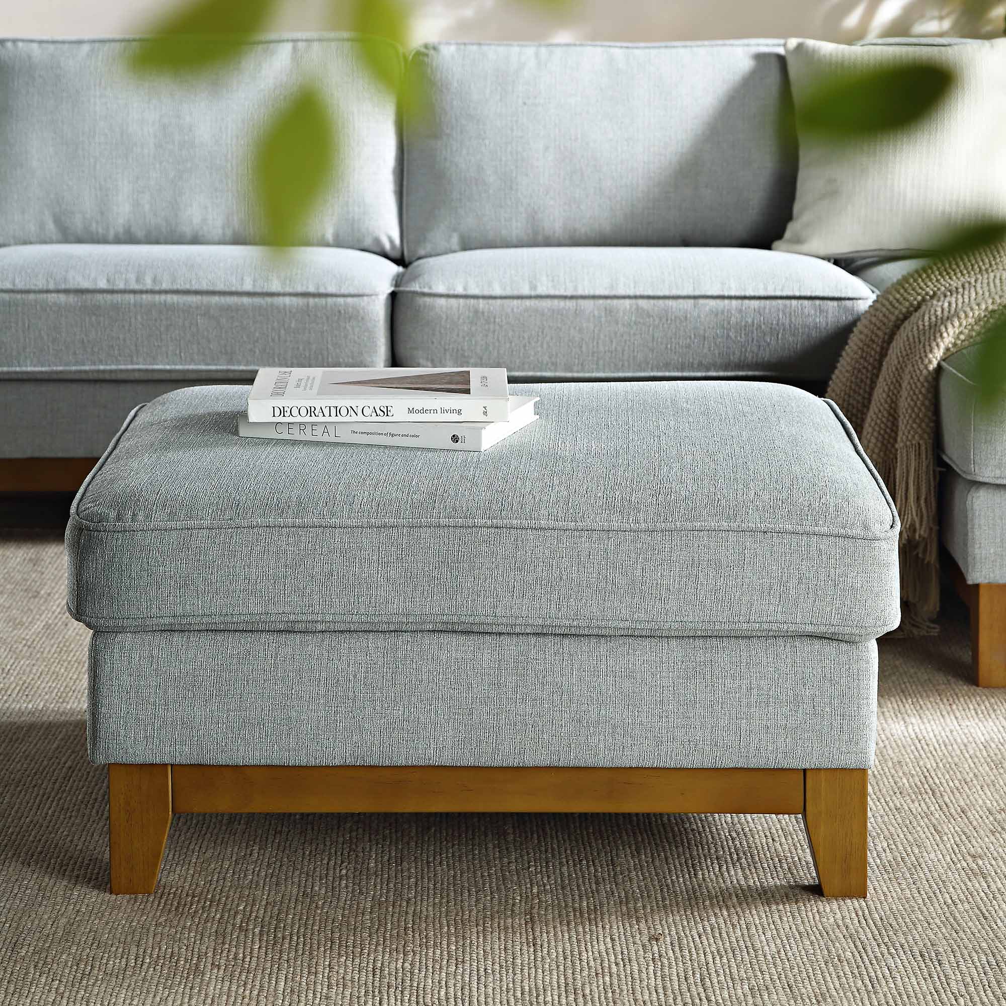 Dipley Sage Woven Fabric Storage Footstool - Image 2