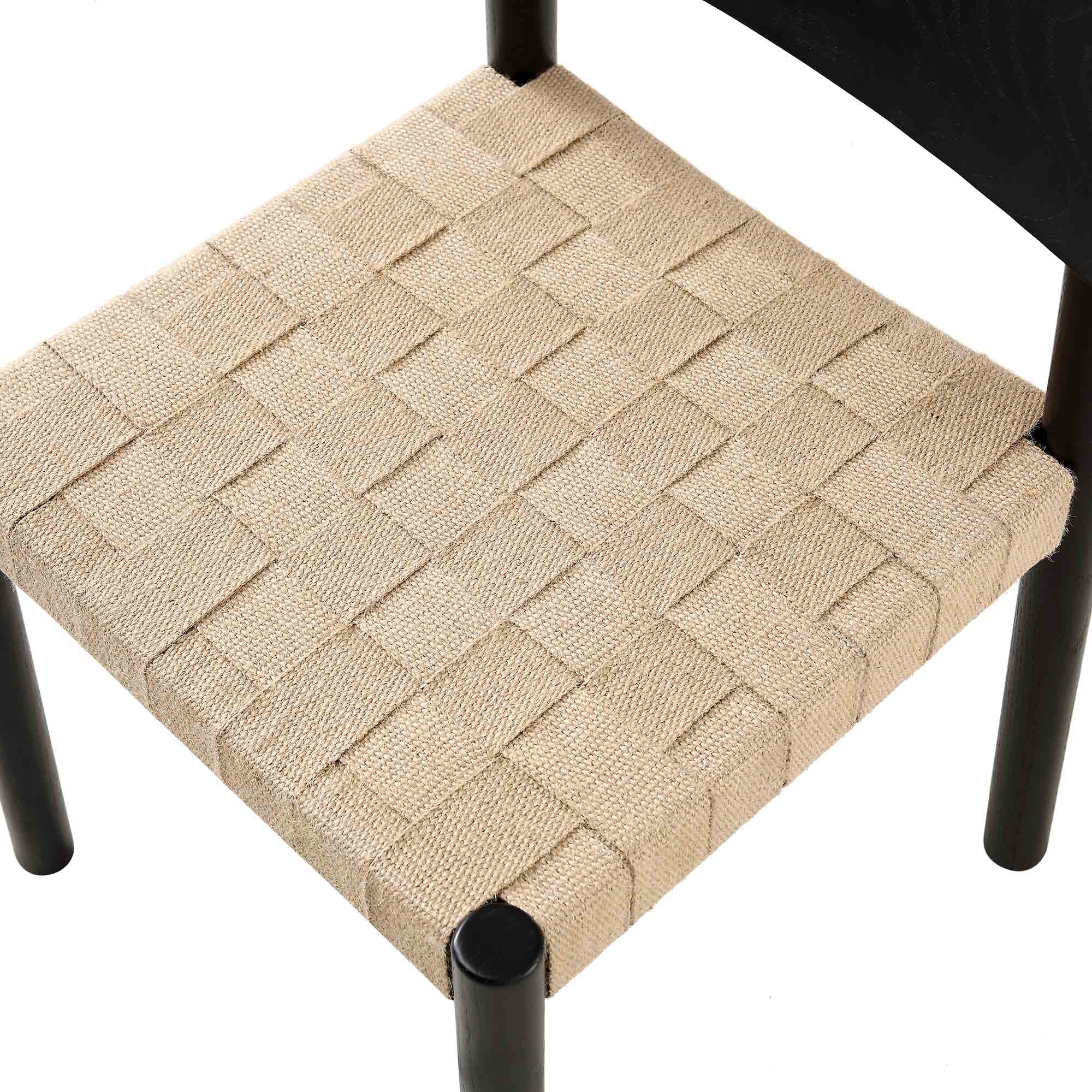 Ditton Set of 2 Elm Wood and Jute Dining Chairs, Black - Image 11
