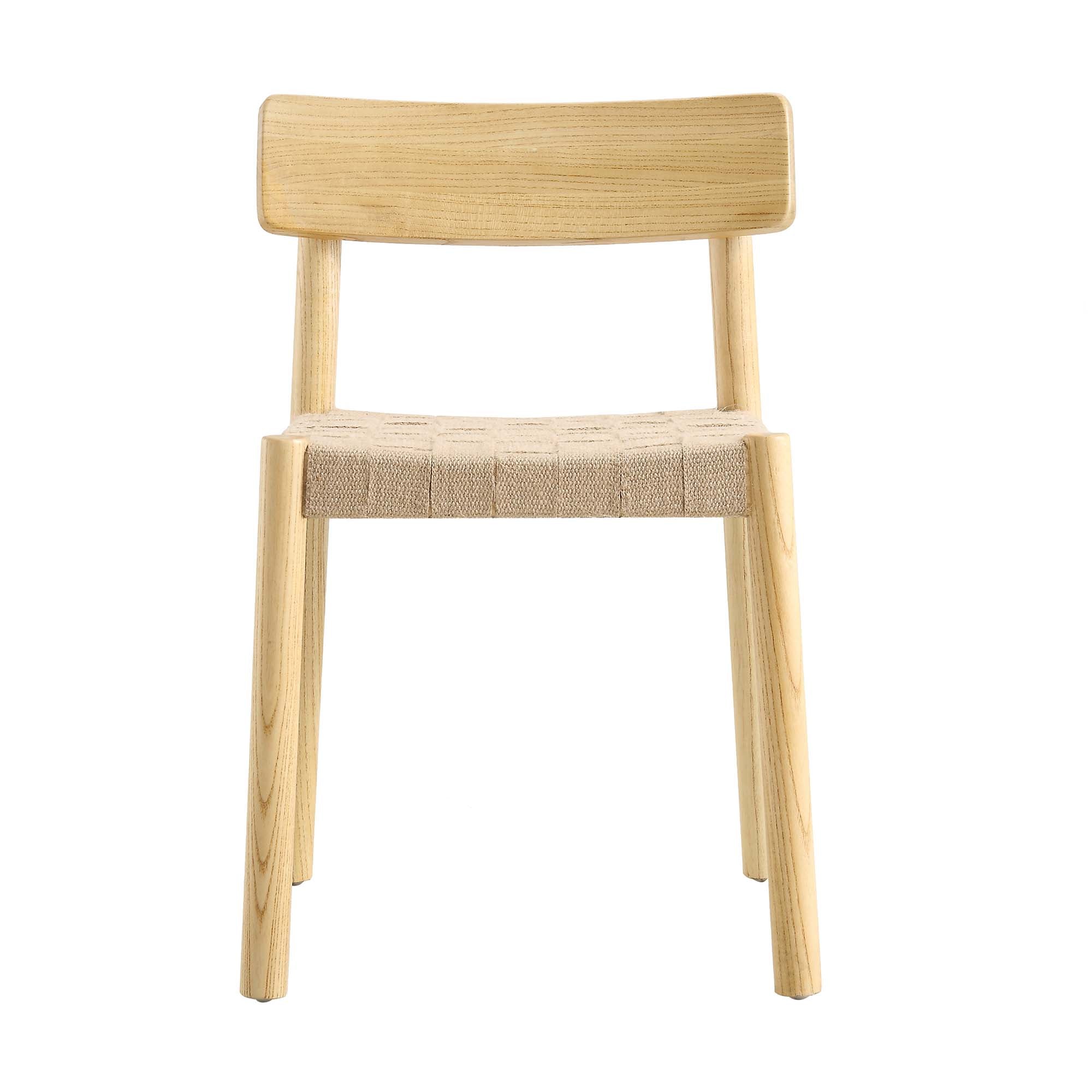 Ditton Set of 2 Elm Wood and Jute Dining Chairs, Natural - Image 5