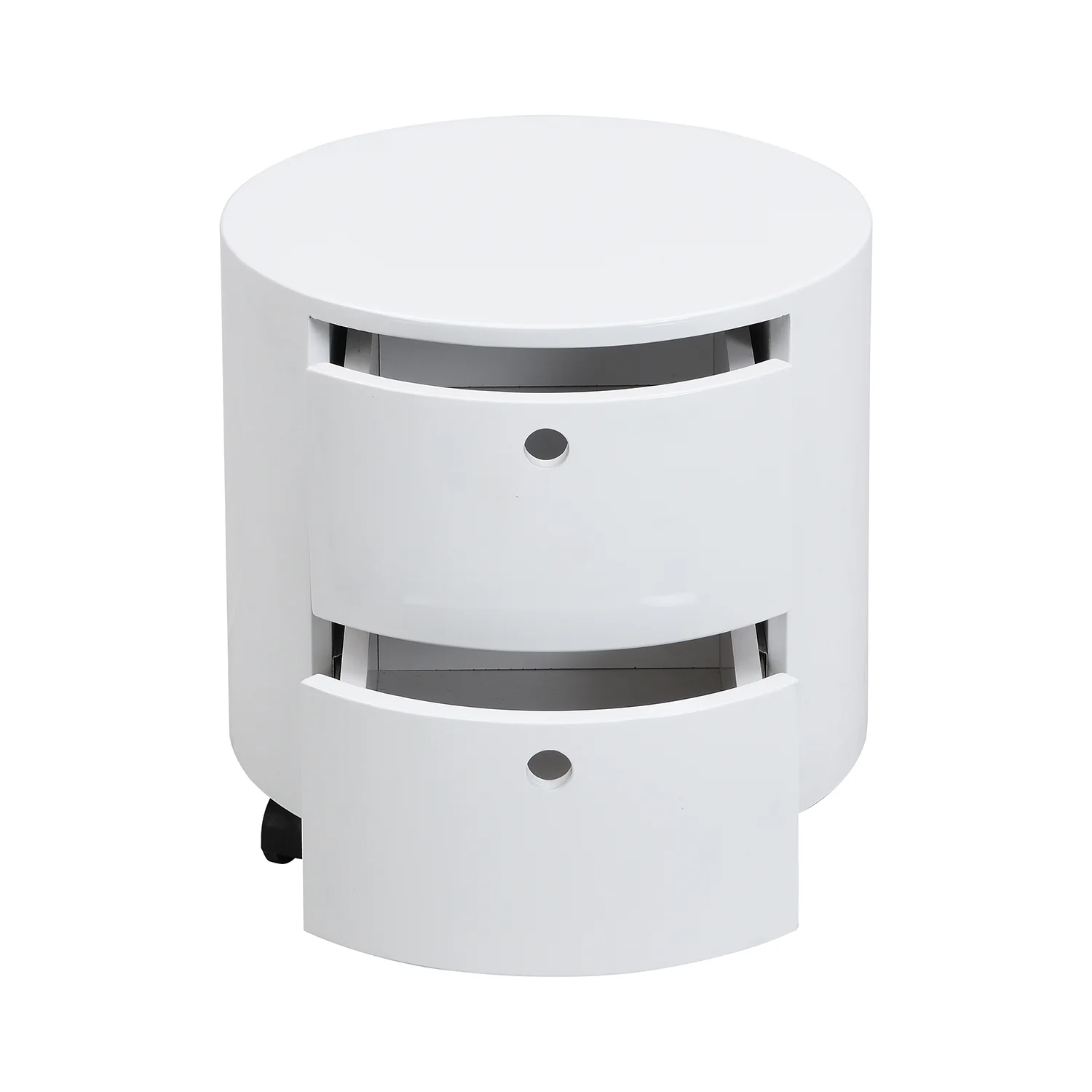 DOLIO Drum Chest Bedside Table, Barrel Side Table with Drawers High Gloss White 2 Drawer - Image 7