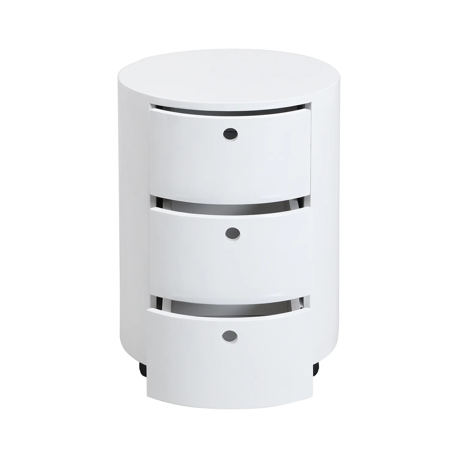 DOLIO Drum Chest Bedside Table, Barrel Side Table with Drawers High Gloss White 3 Drawer - Image 6