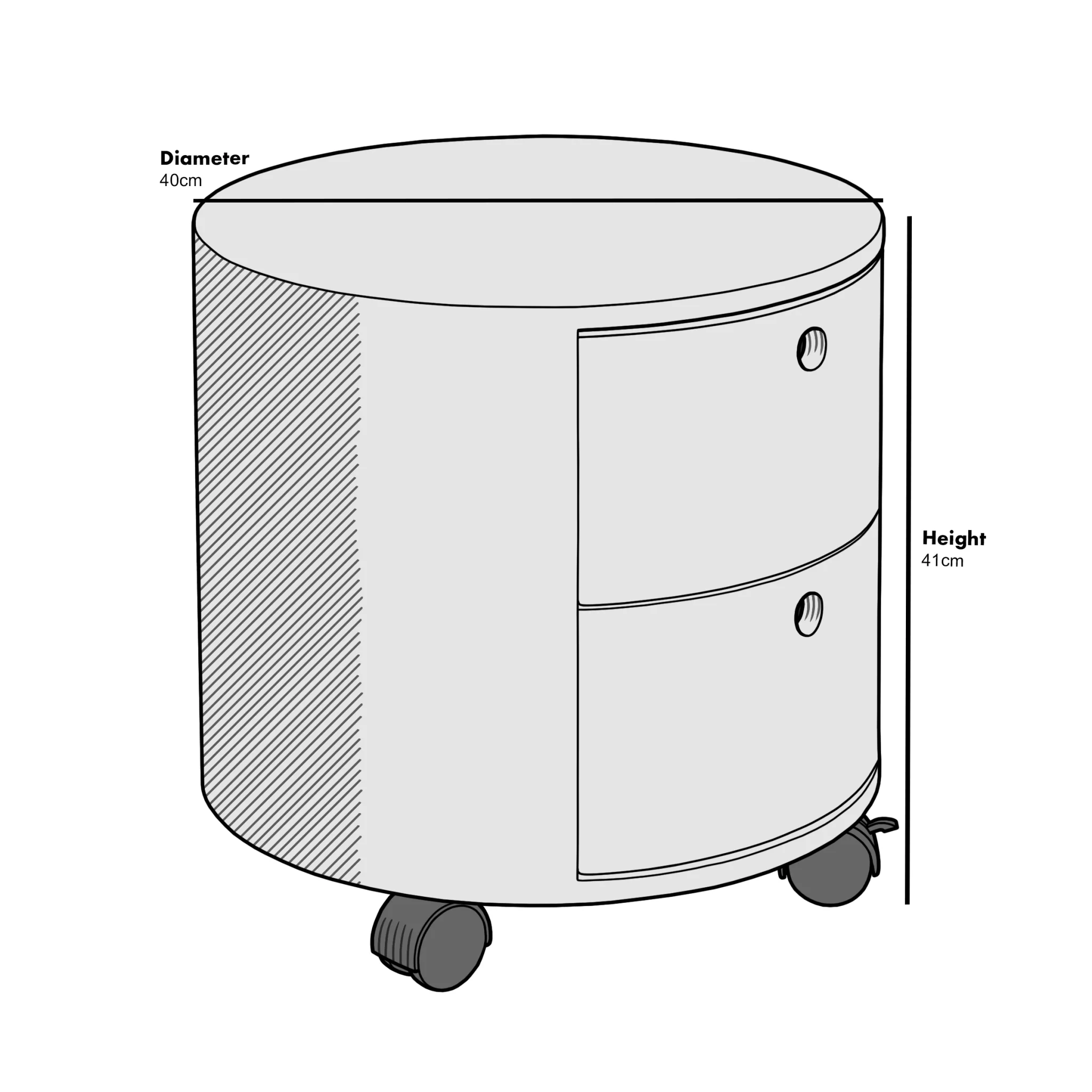 DOLIO Drum Chest Bedside Table, Barrel Side Table with Drawers High Gloss White 2 Drawer - Image 5