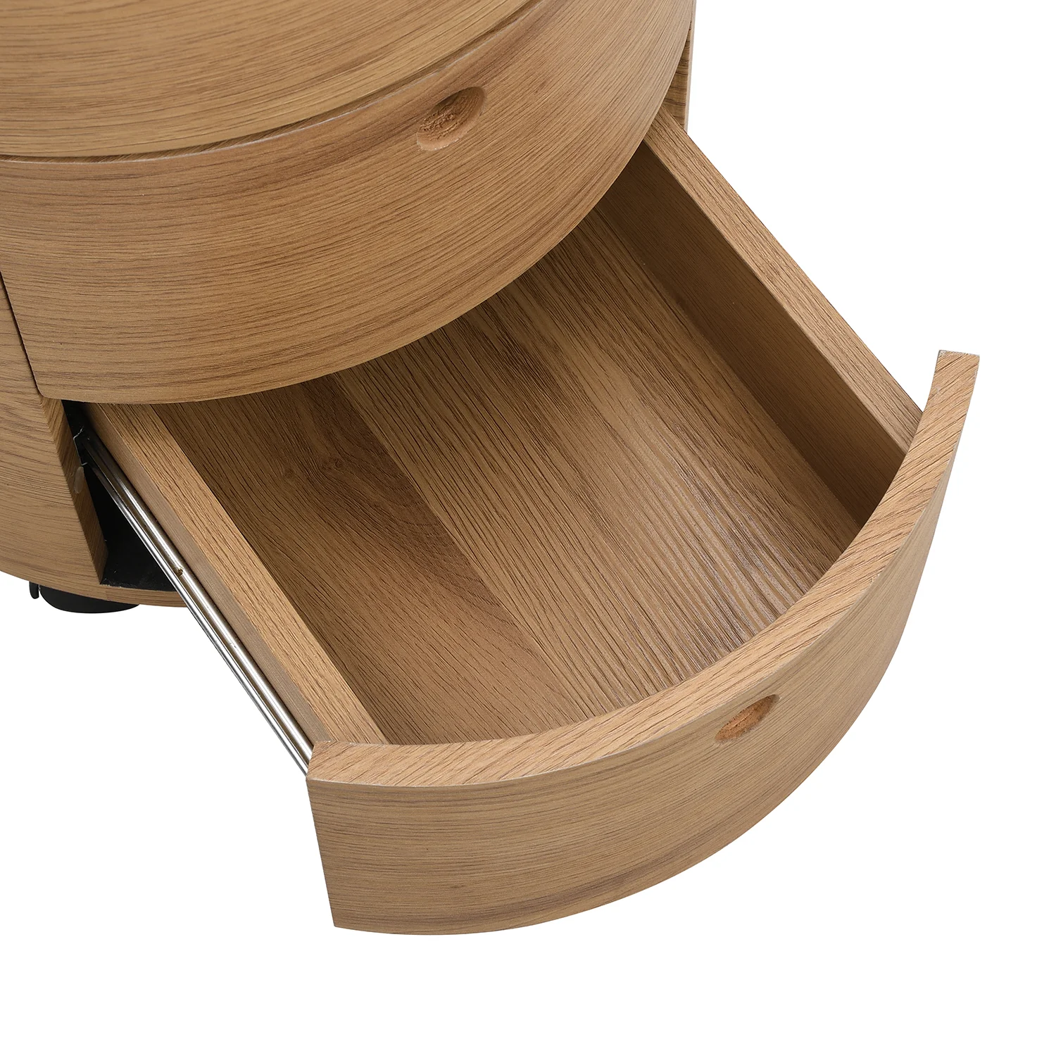 DOLIO Drum Chest Bedside Table, Barrel Side Table with Drawers Oak 3 Drawer - Image 9