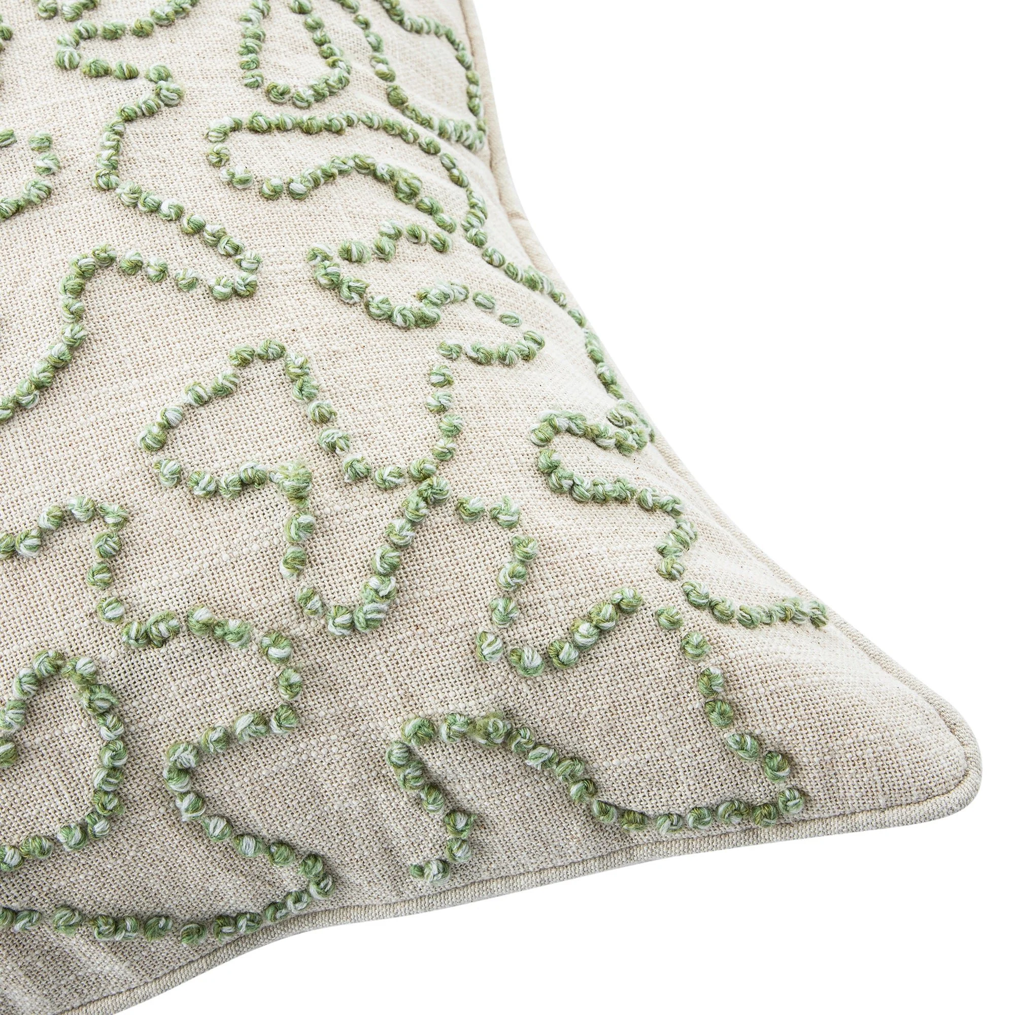 Dulcie Green Wool French Knot Cushion - Image 3