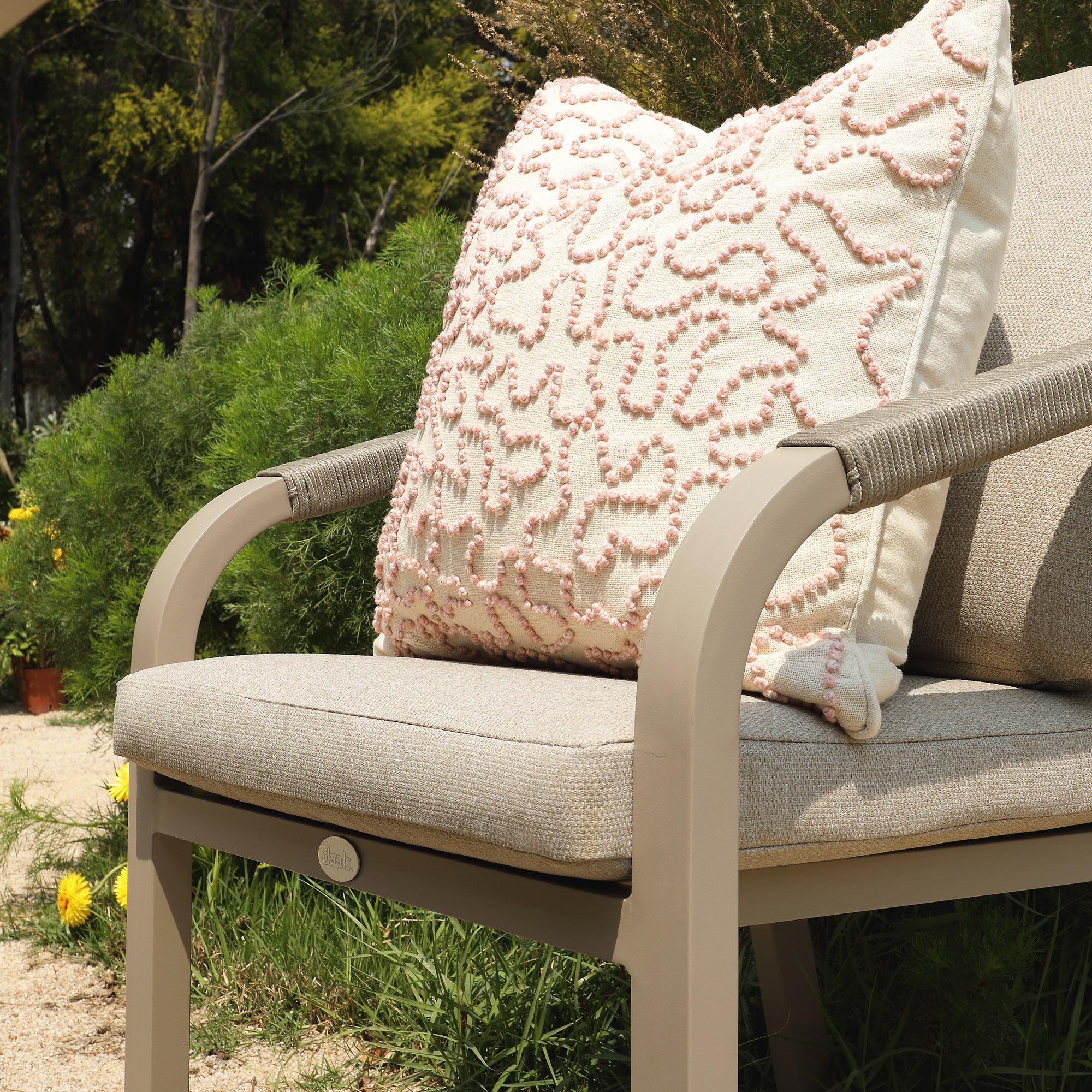 Dulcie Pink Wool French Knot Cushion - Image 2