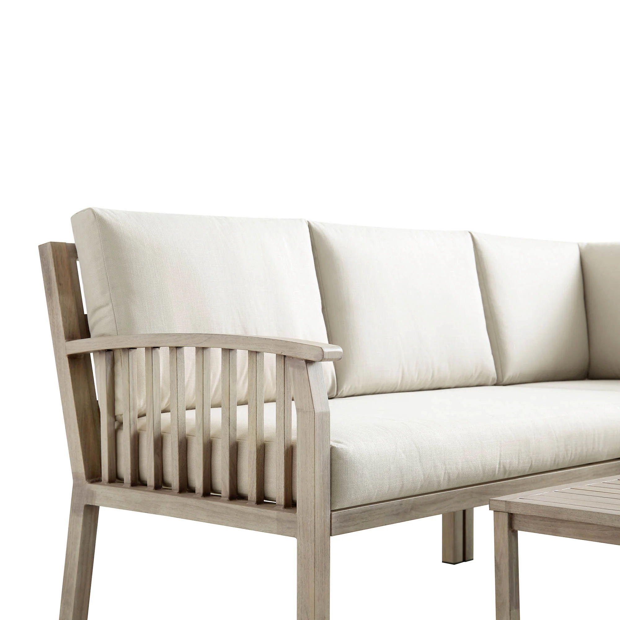 Earlswood Aluminium Washed Wood Effect Corner Sofa Set with Coffee Table - Image 8