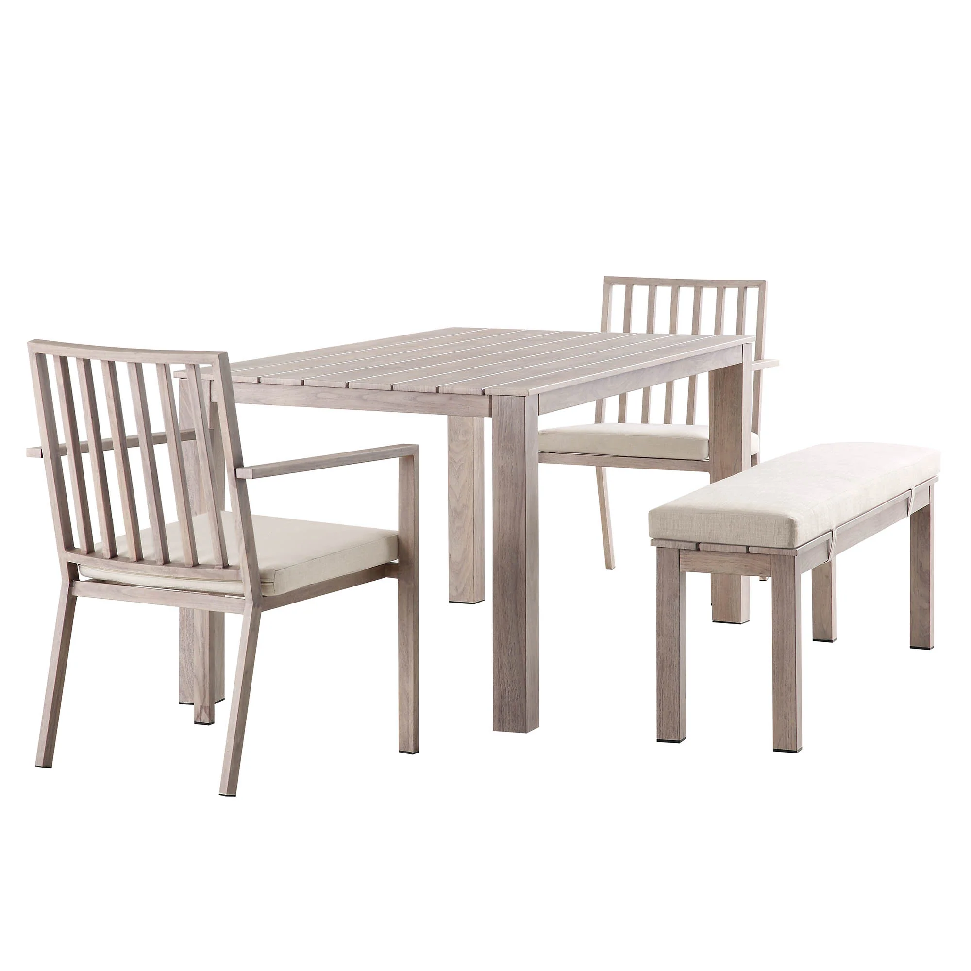 Earlswood Aluminium Washed Wood Effect Dining Set with Bench - Image 10