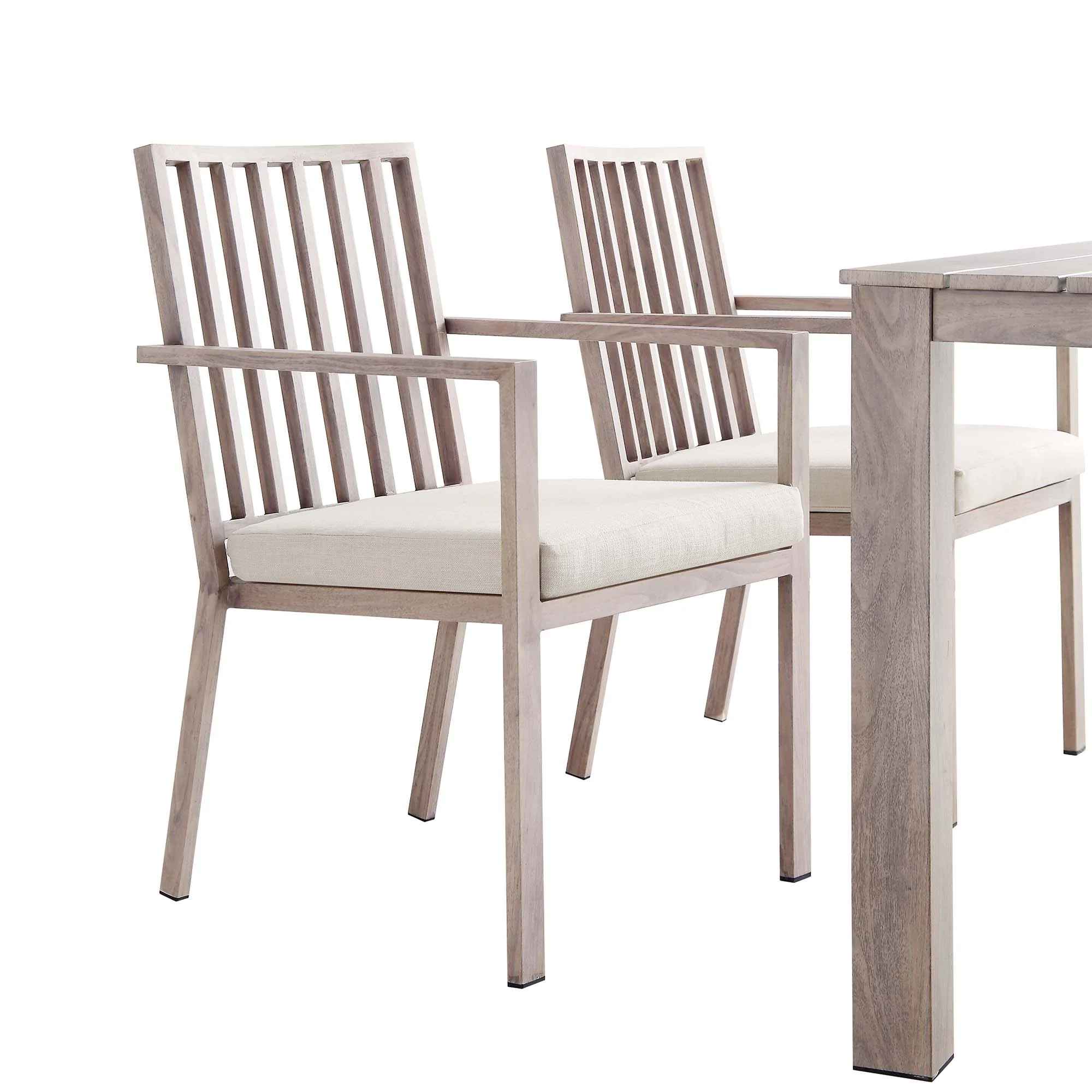 Earlswood Aluminium Washed Wood Effect Dining Set with Bench - Image 11