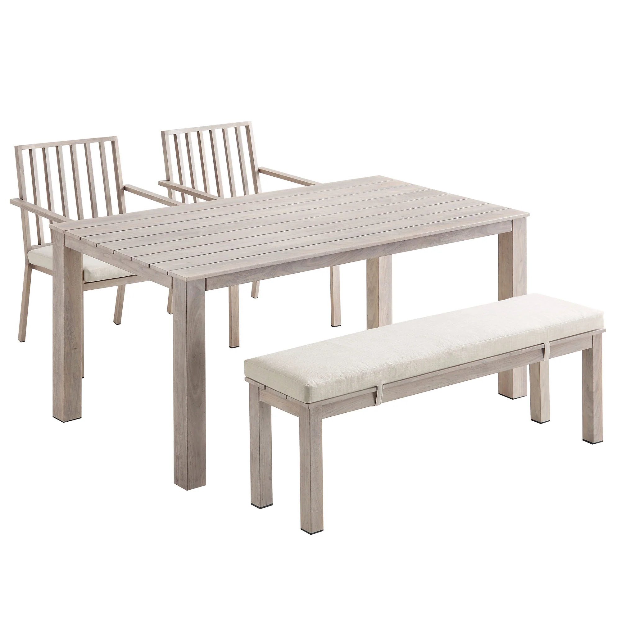 Earlswood Aluminium Washed Wood Effect Dining Set with Bench - Image 6