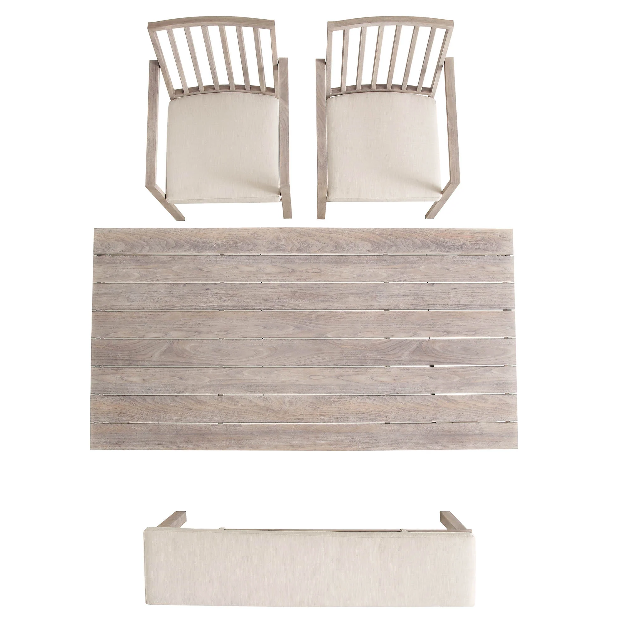 Earlswood Aluminium Washed Wood Effect Dining Set with Bench - Image 8