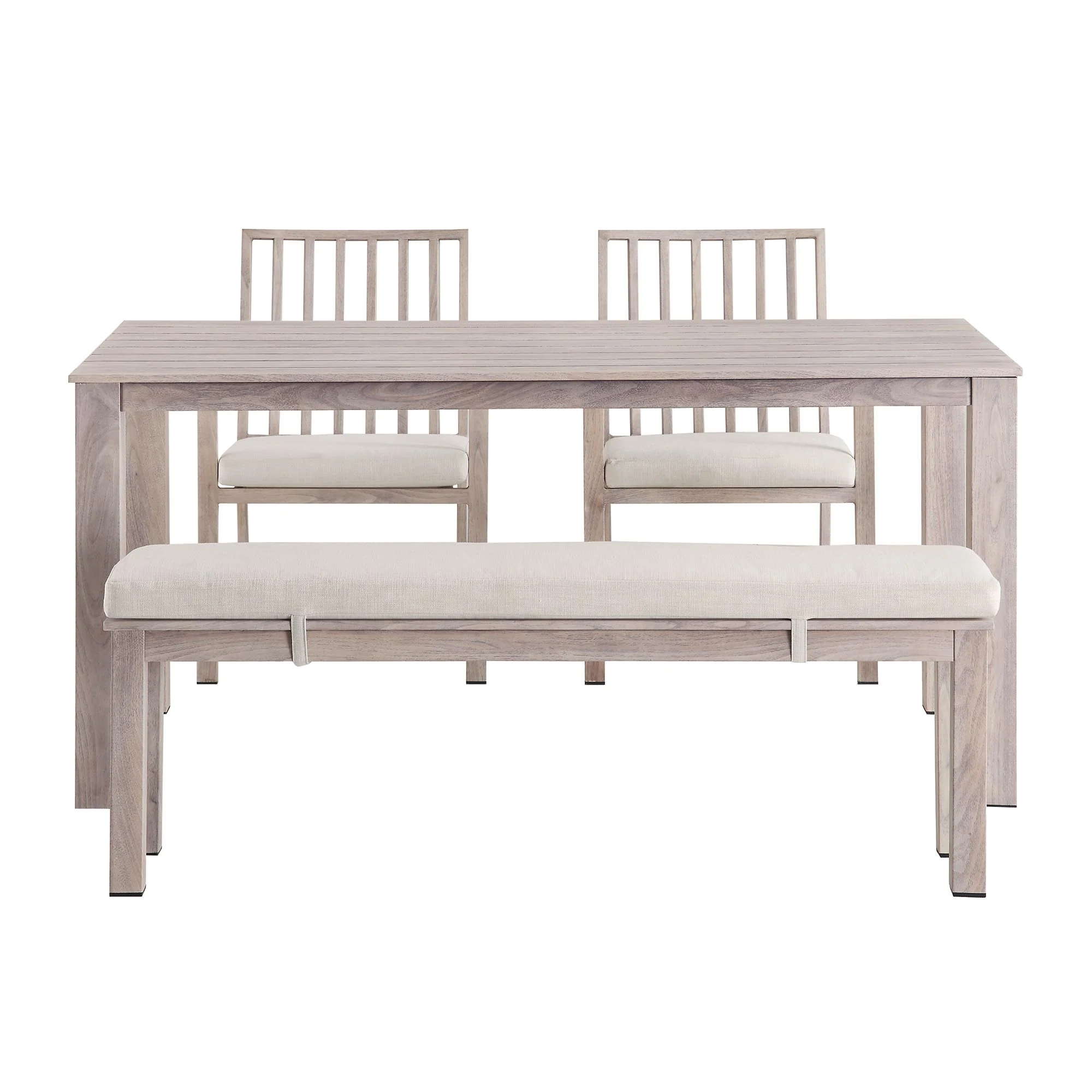 Earlswood Aluminium Washed Wood Effect Dining Set with Bench - Image 9