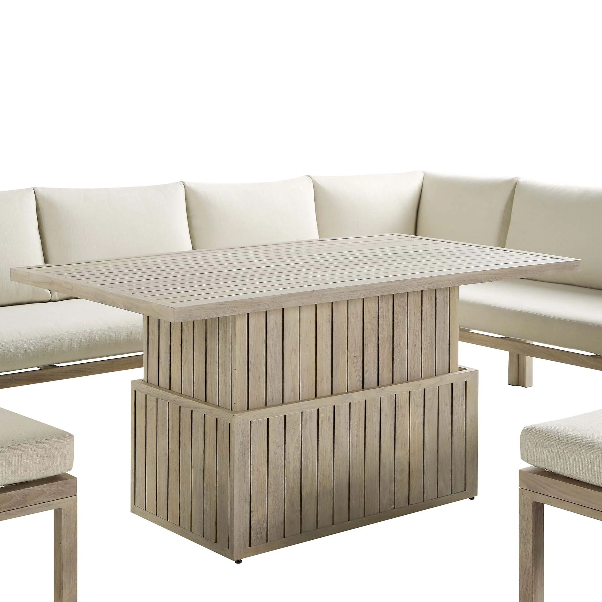 Earlswood Aluminium Washed Wood Effect Large Corner Sofa Set with Rising Table - Image 12