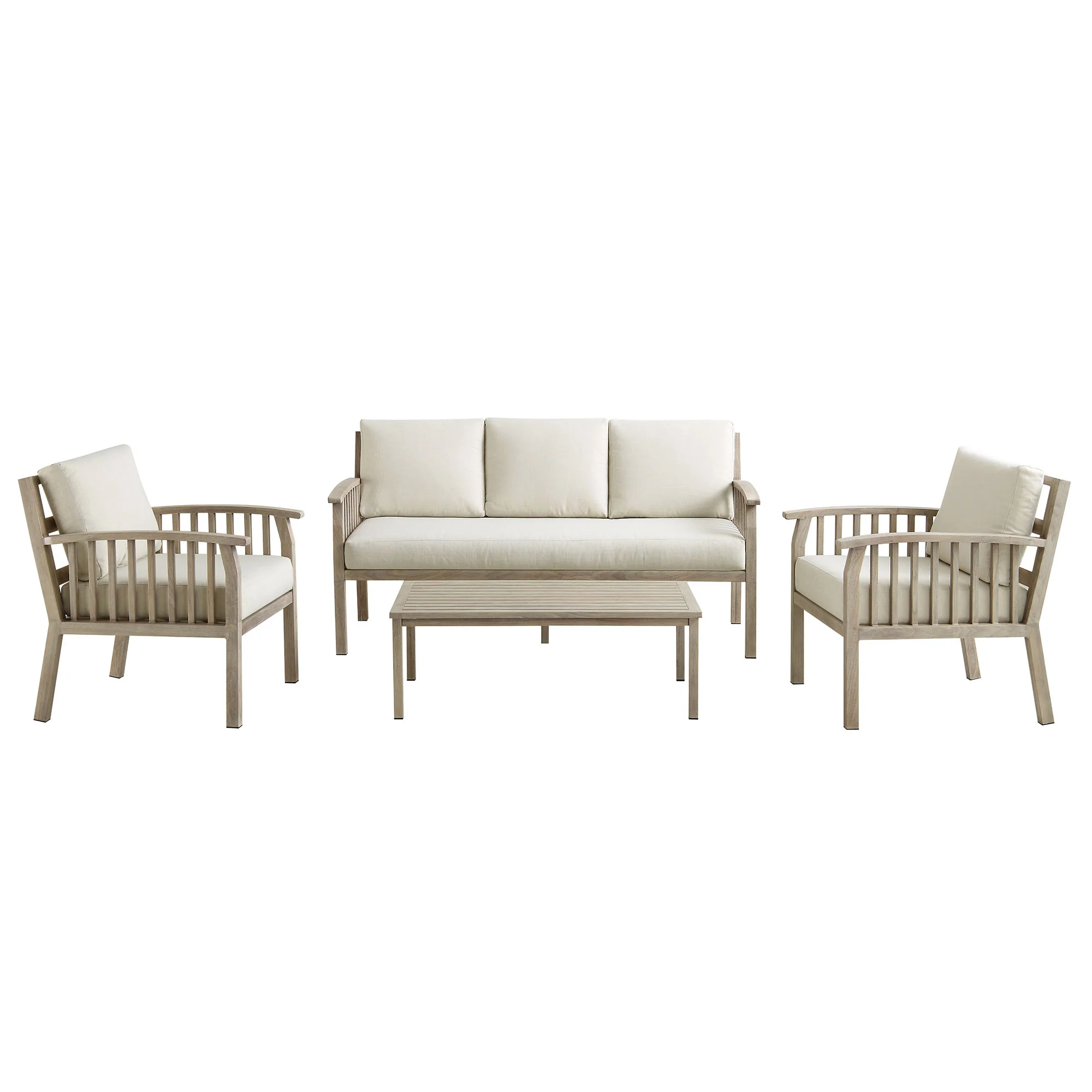 Earlswood Aluminium Washed Wood Effect Sofa Set with Coffee Table - Image 5