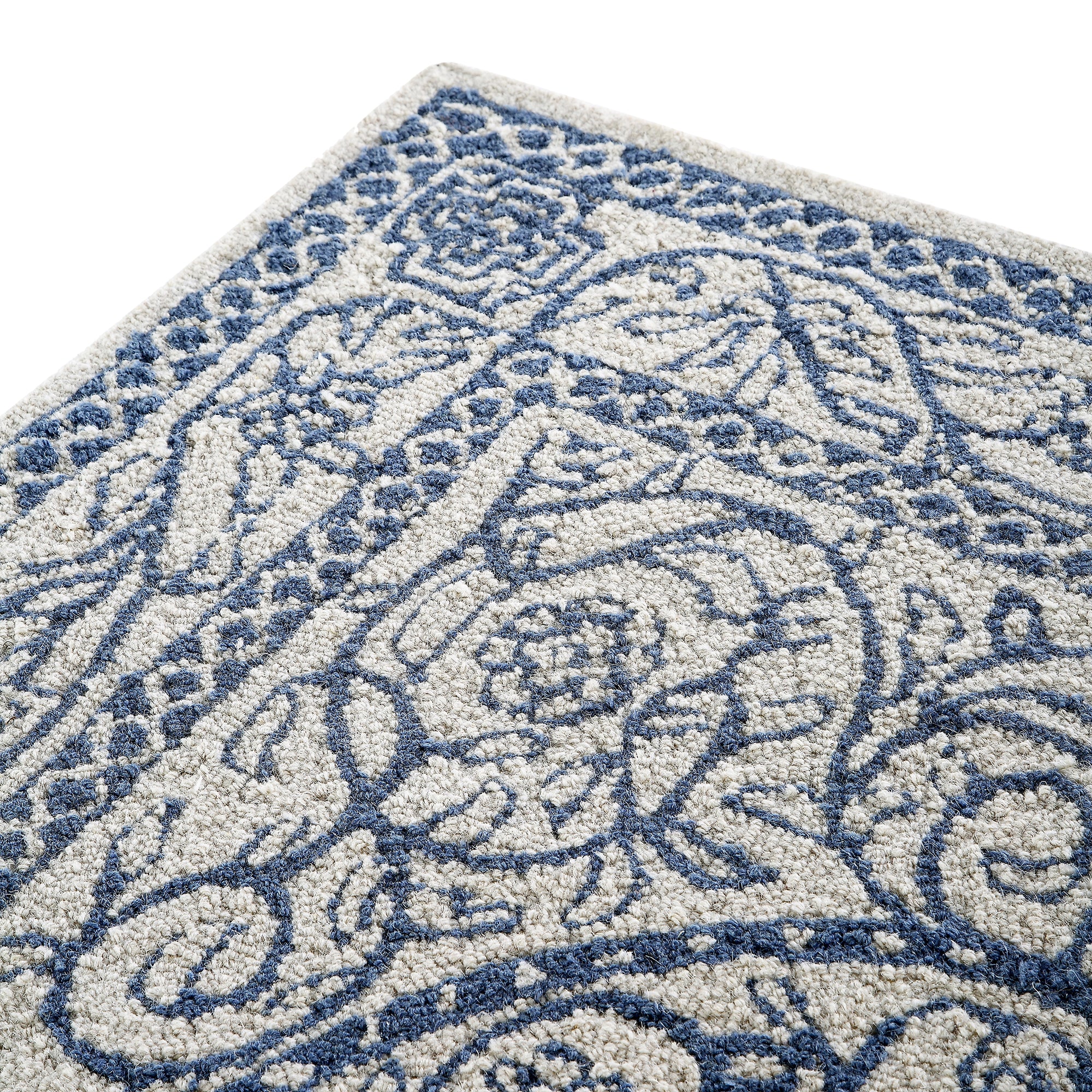 Eden Blue Leaf Traditional Hand Tufted Wool Rug - Image 8