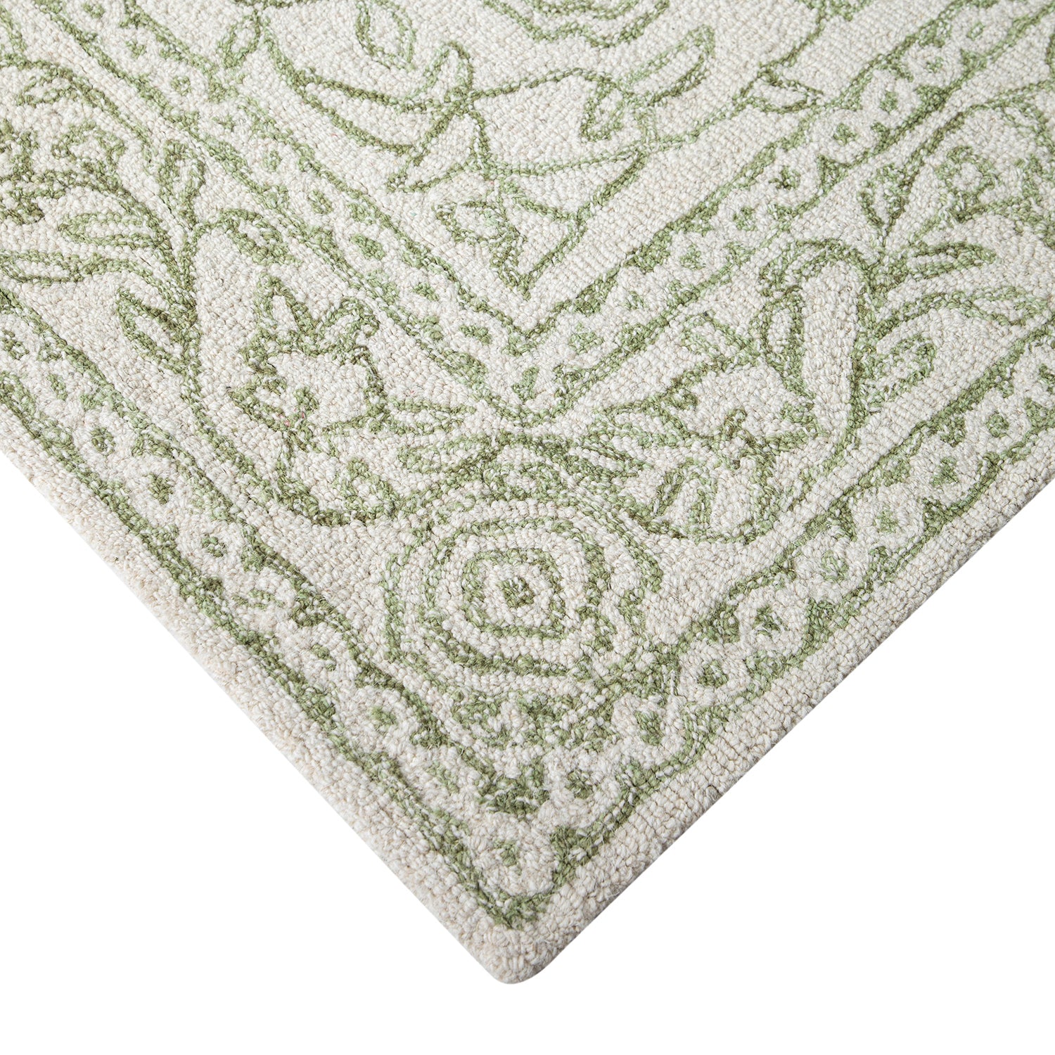 Eden Green Leaf Traditional Hand Tufted Wool Rug - Image 3