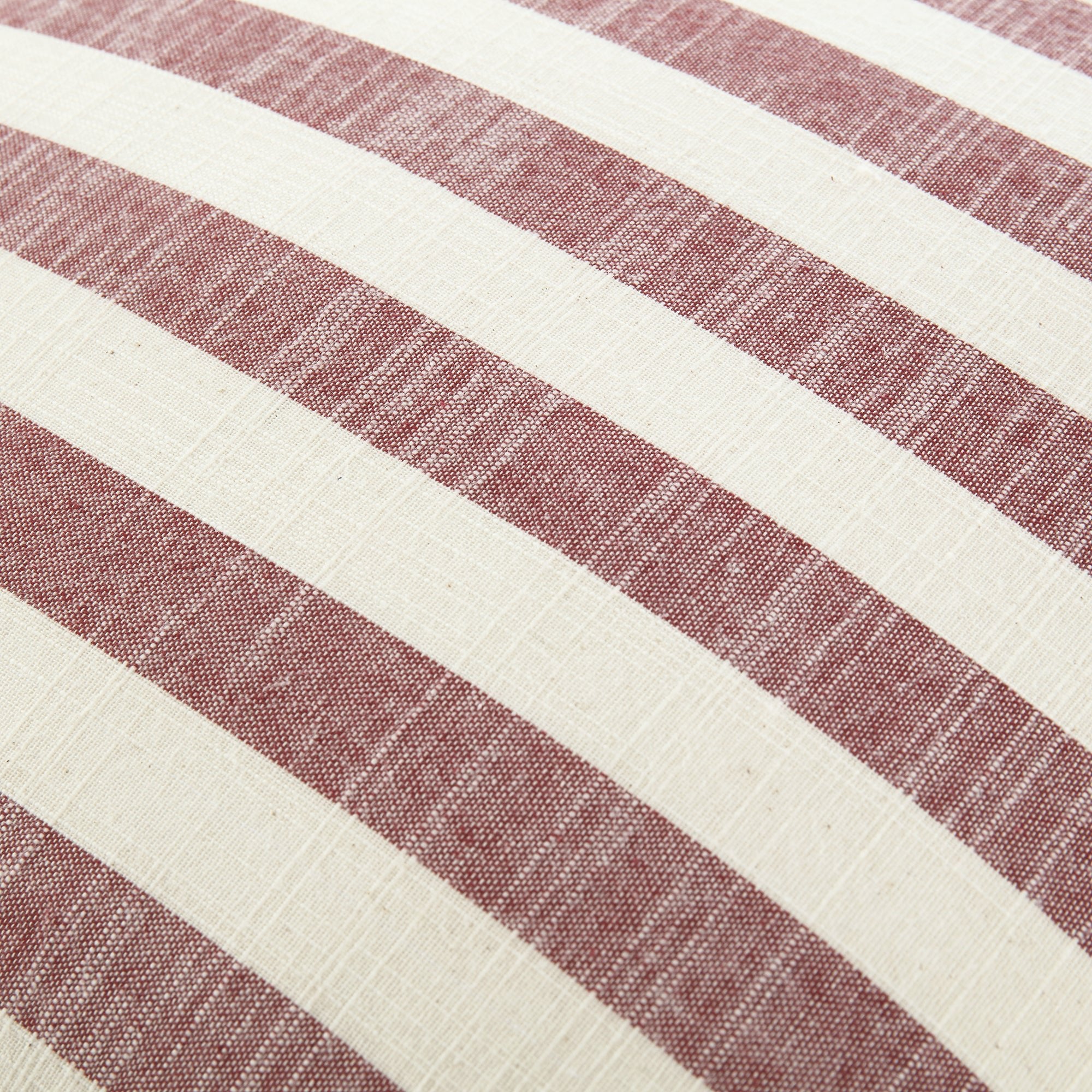 Edith Reversible Linen Blend Red Striped Frill Cushion - Image 6
