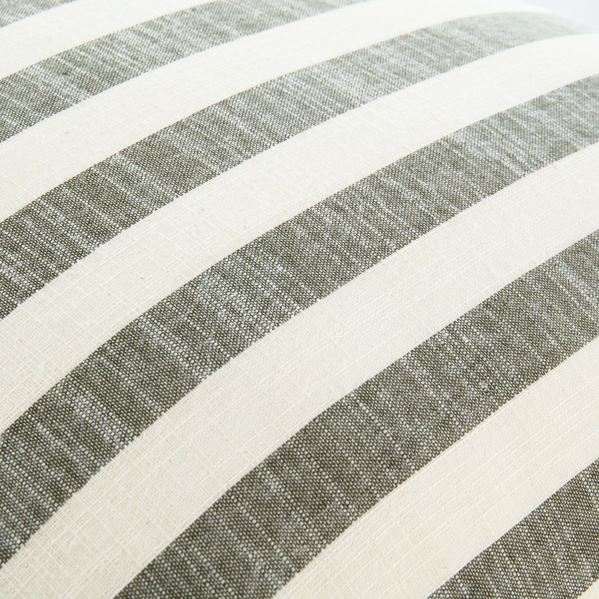 Edith Reversible Linen Blend Sage Green Striped Frill Cushion - Image 6