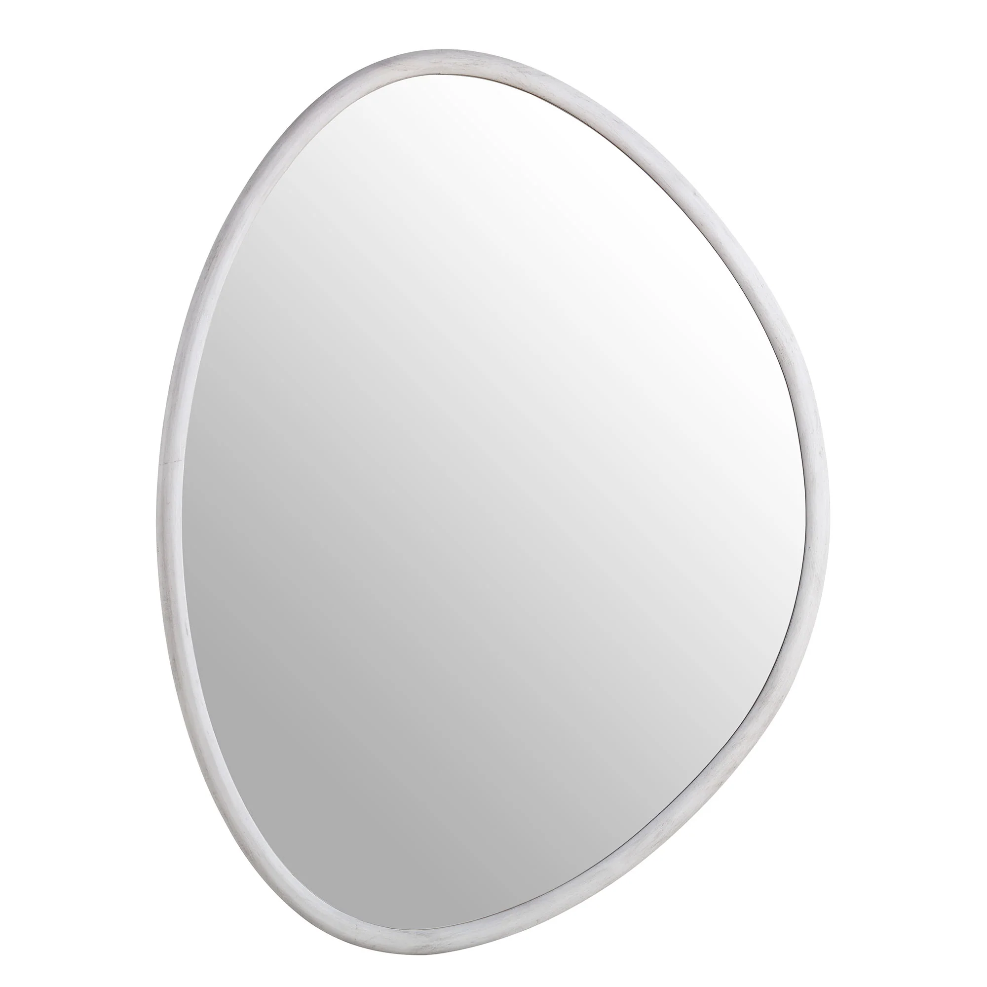 Edo Irregular Pebble Large Wooden Mirror 160 x 120 cm, Washed White - Image 4