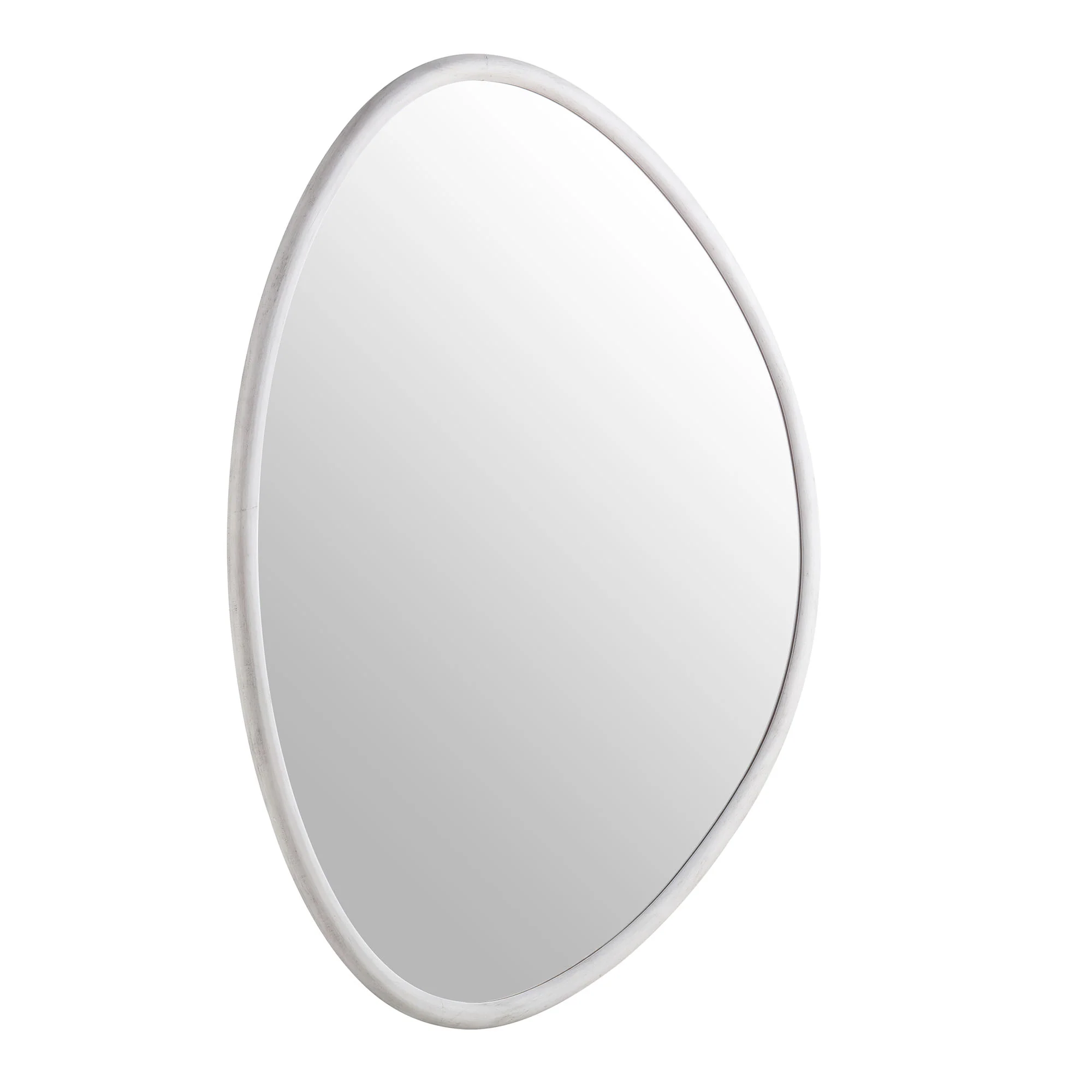 Edo Irregular Pebble Large Wooden Mirror 160 x 120 cm, Washed White - Image 5