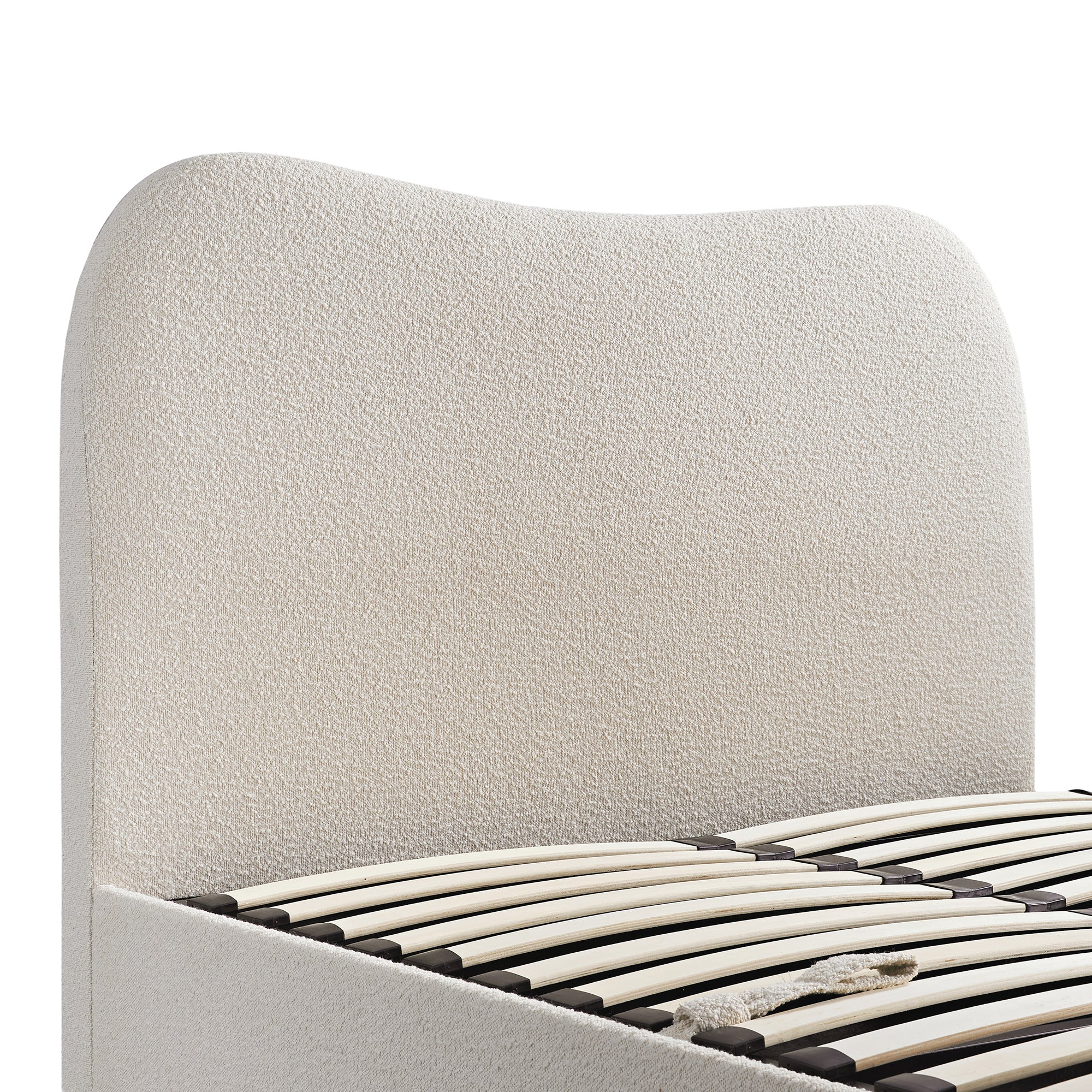 Egerie Curved Headboard Beige Boucle Ottoman TV Bed - Image 19