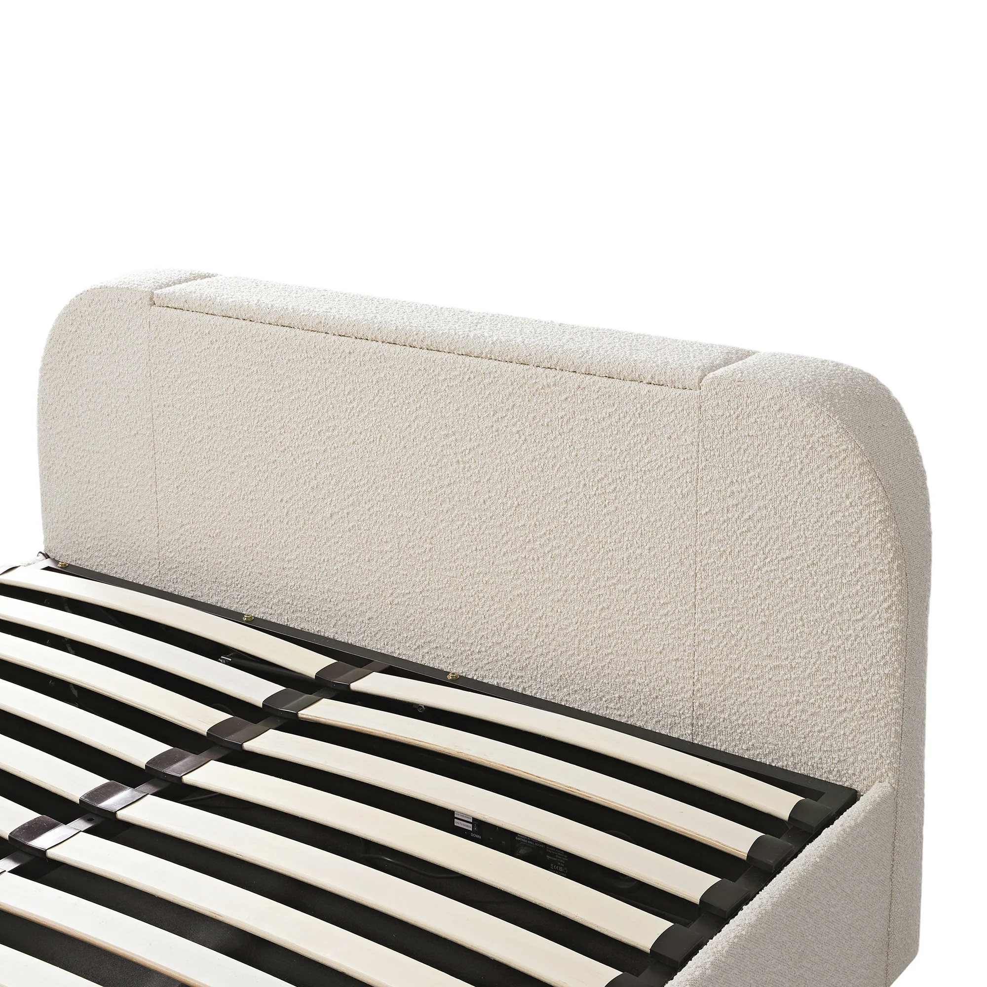 Egerie Curved Headboard Beige Boucle Ottoman TV Bed - Image 22