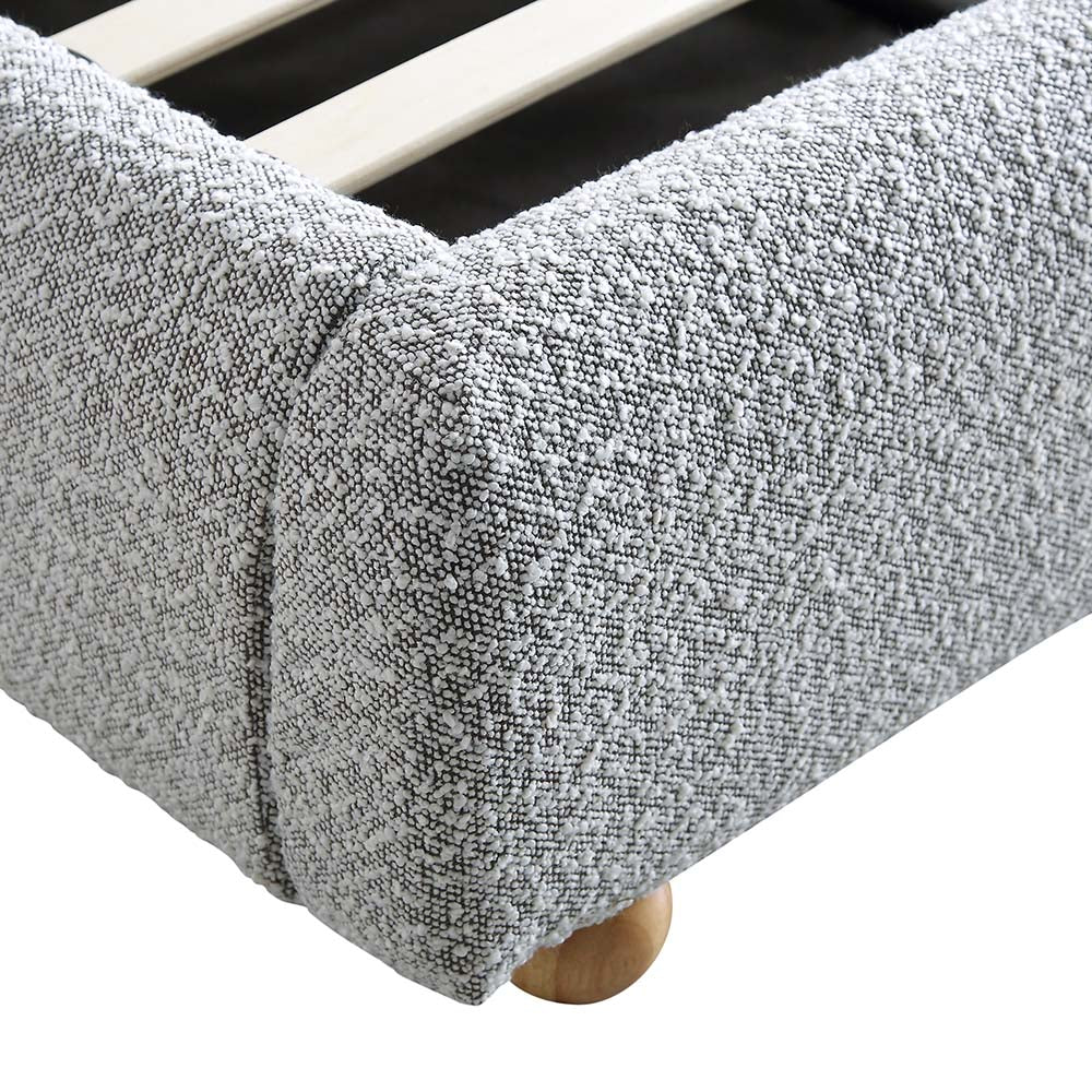 Egerie Curved Headboard Mist Grey Boucle Ottoman Storage Bed - Image 13