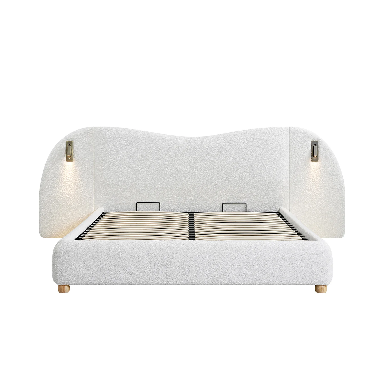 Egerie Extended Headboard Ottoman Storage Bed, Beige Boucle - Image 11