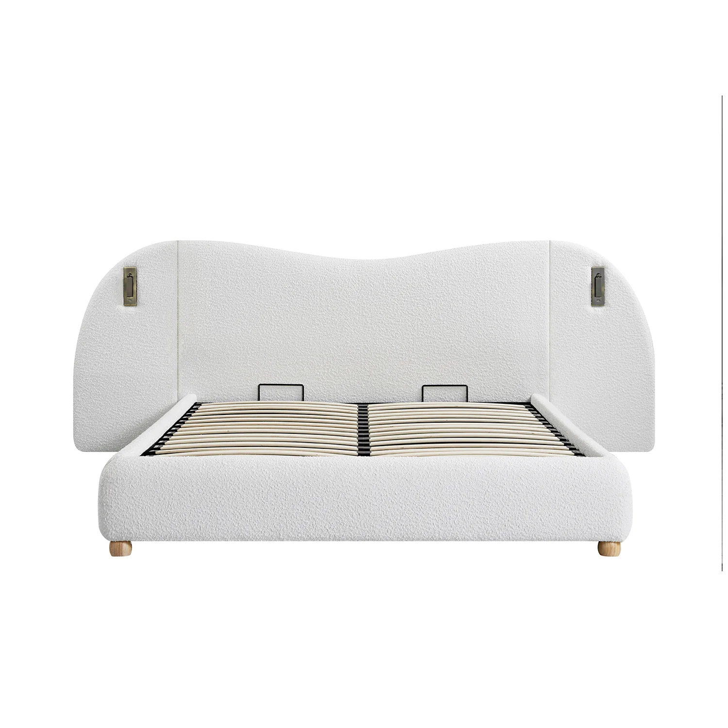Egerie Extended Headboard Ottoman Storage Bed, Beige Boucle - Image 14