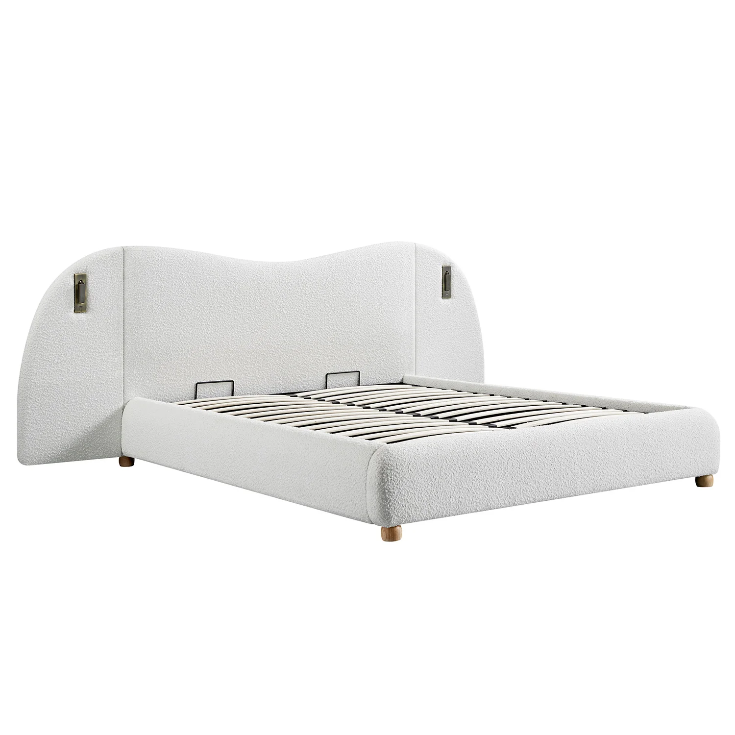 Egerie Extended Headboard Ottoman Storage Bed, Beige Boucle - Image 15