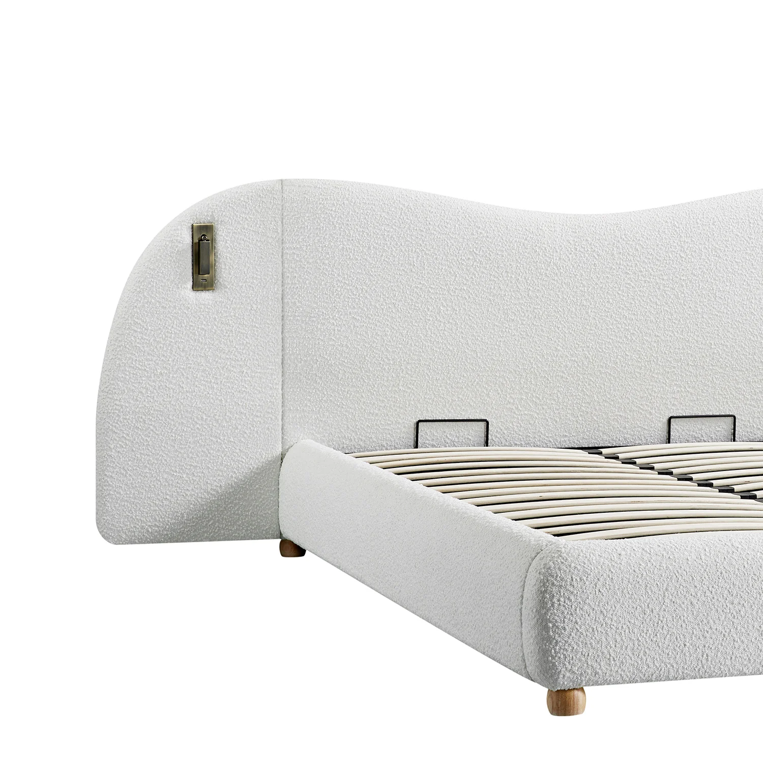 Egerie Extended Headboard Ottoman Storage Bed, Beige Boucle - Image 20
