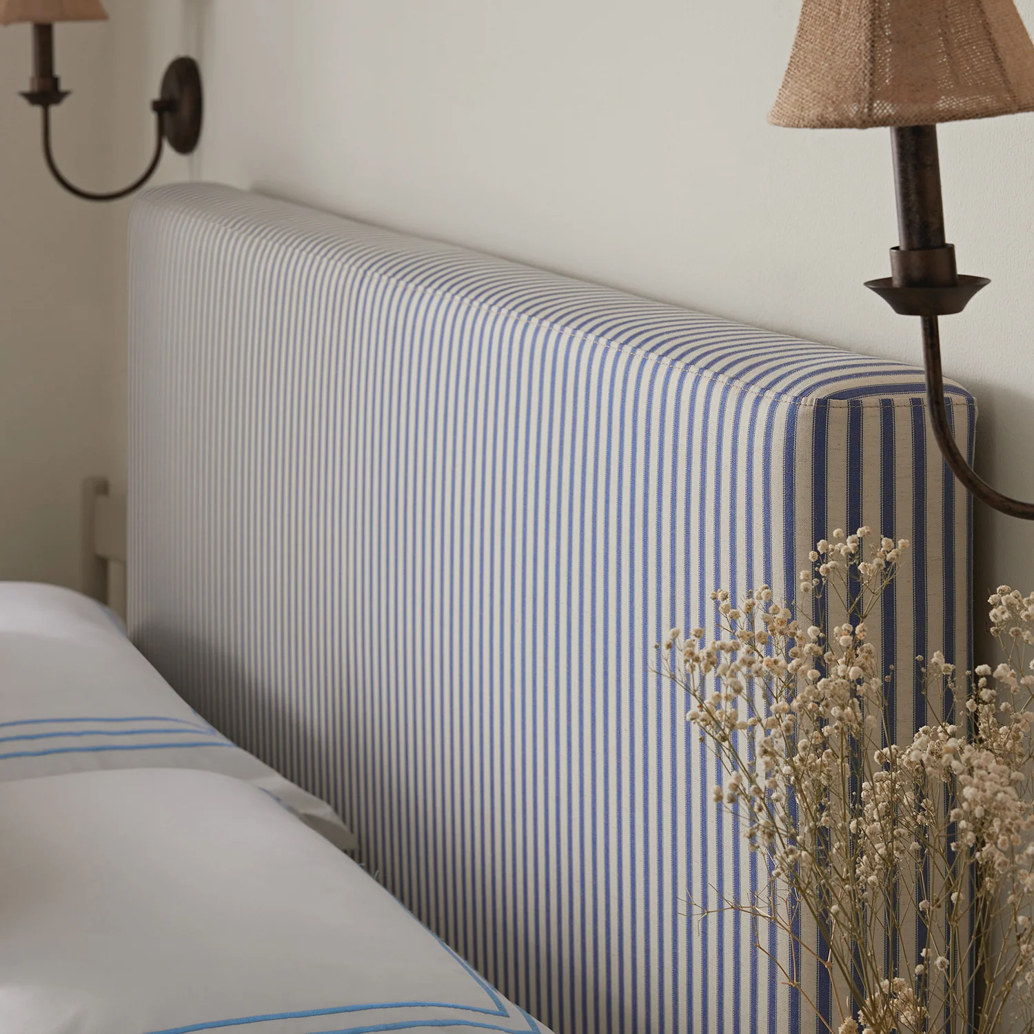 Egerton Box-Pleat Ottoman Storage Bed, Blue Striped Linen - Image 6