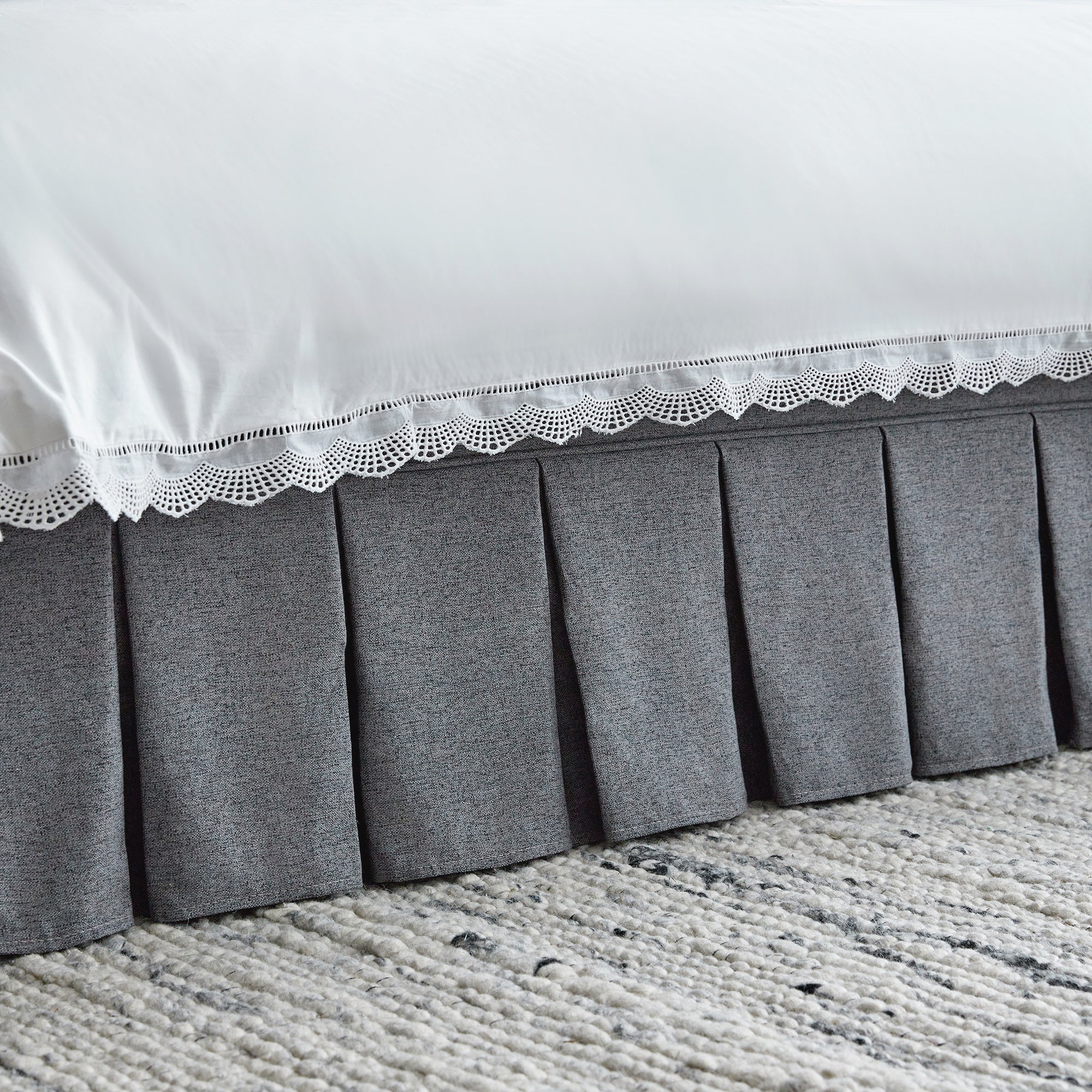 Egerton Box-Pleat Ottoman Storage Bed, Charcoal Brushed Fabric - Image 6